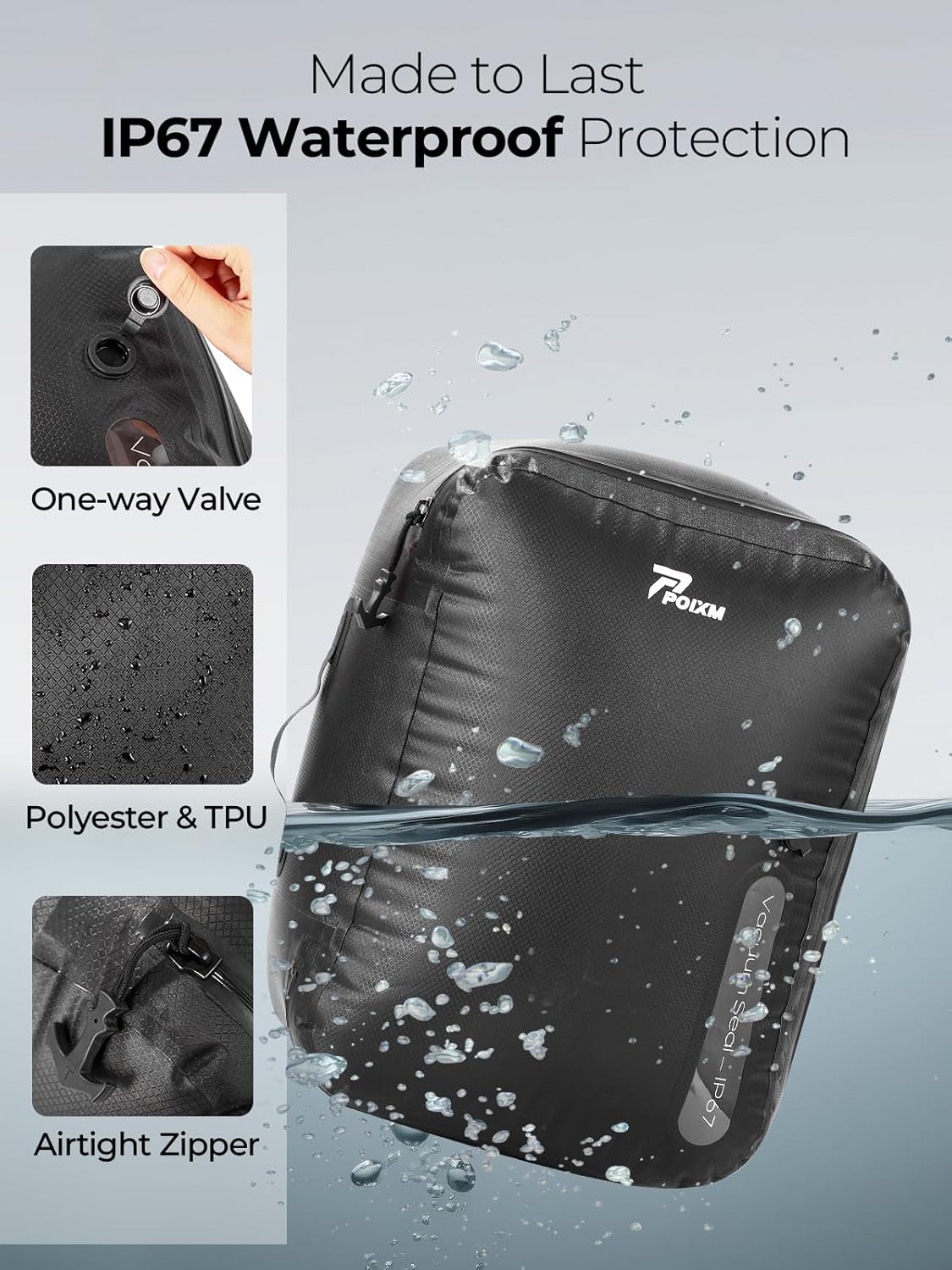 Vacuum Bags for Travel with Wireless Pump, 180° Open Zipper, IP67 Waterproof, Reusable Space Saver Compression Bags for Backpack, Suitcase, Home Storage(3 Pack + Pump)