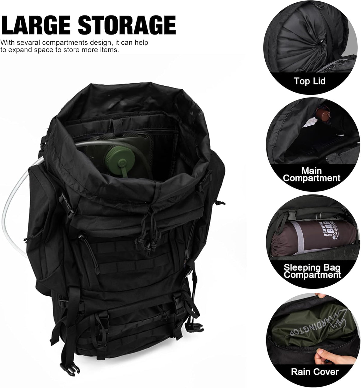 Mardingtop 60L Military Internal Frame Backpack for Hiking,Camping,Hunting,Rucksack Backpack with Rain Cover
