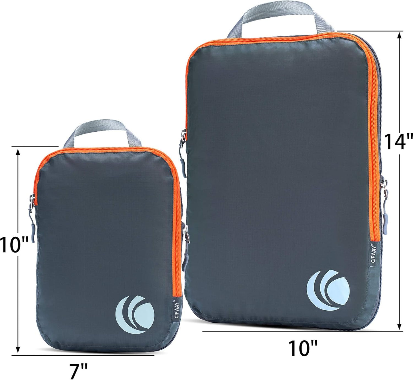 Cipway - 5 Set Compression Packing Cubes for Travel, Ultralight Packing Organizers for Luggage Suitcase & Backpack (Grey), L