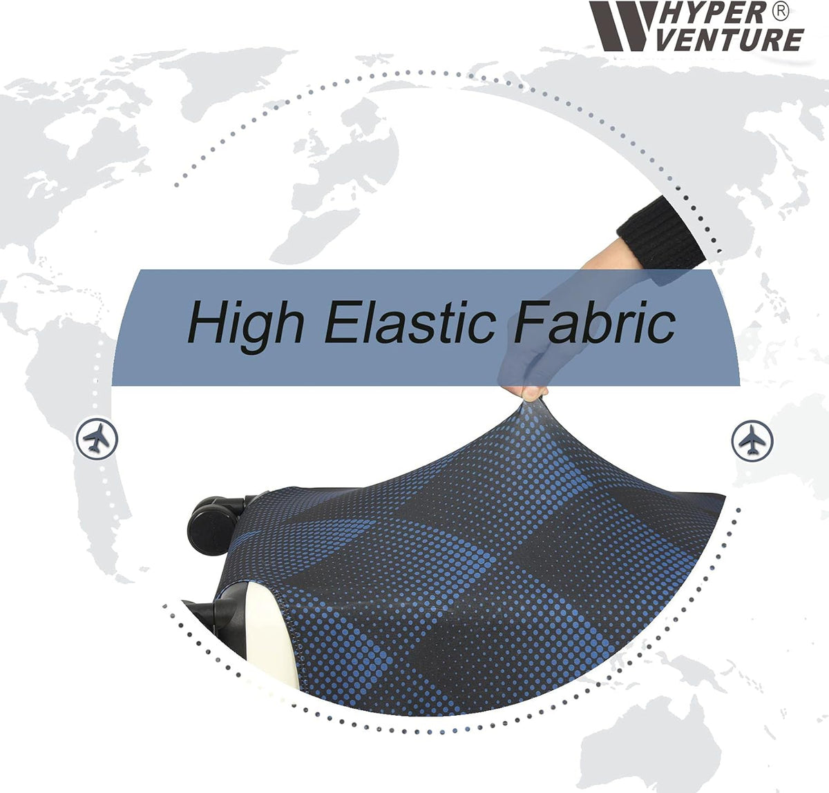 HYPER VENTURE Washable Luggage Cover - Fashion Suitcase Protector Fits 31-32 Inch Luggage (Blue Cube, XL)