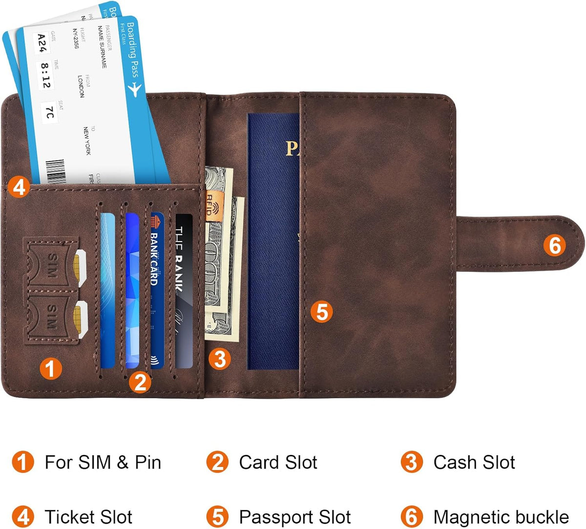 Eoehro Passport Holder for Travel Essentials, Passport Wallet Cover Case for Travel Must Haves Accessories,Passport Book Holders for Women and Men(coffee)