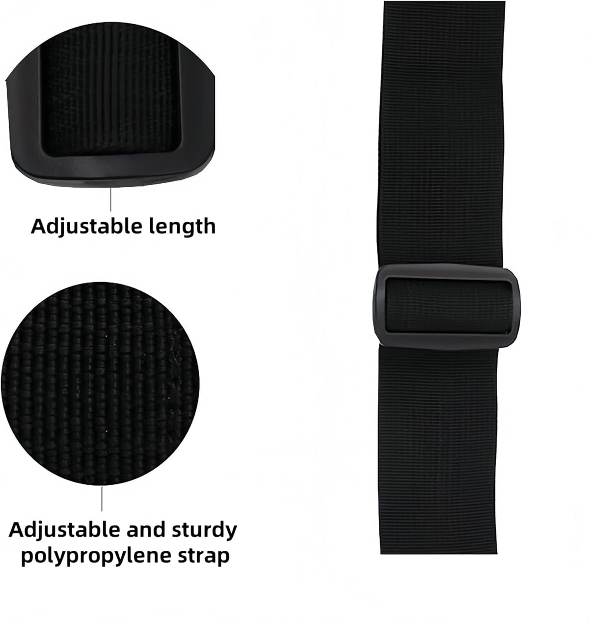 Adjustable Heavy-Duty Luggage Straps for Suitcases – Thickened Travel Belts for Carry-On, Checked Bags, and Backpacks – Keep Your Luggage Secure (Black)