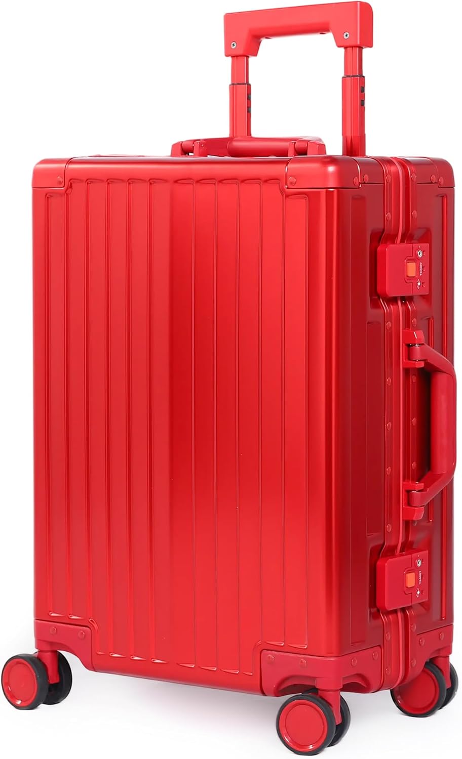 UrbanExplorer All Aluminum Carry On Luggage 22x14x9 Airline Approved Heavy Duty Hard Shell Suitcases Zipperless Suitcase with TSA Lock, Red, 20 Inch