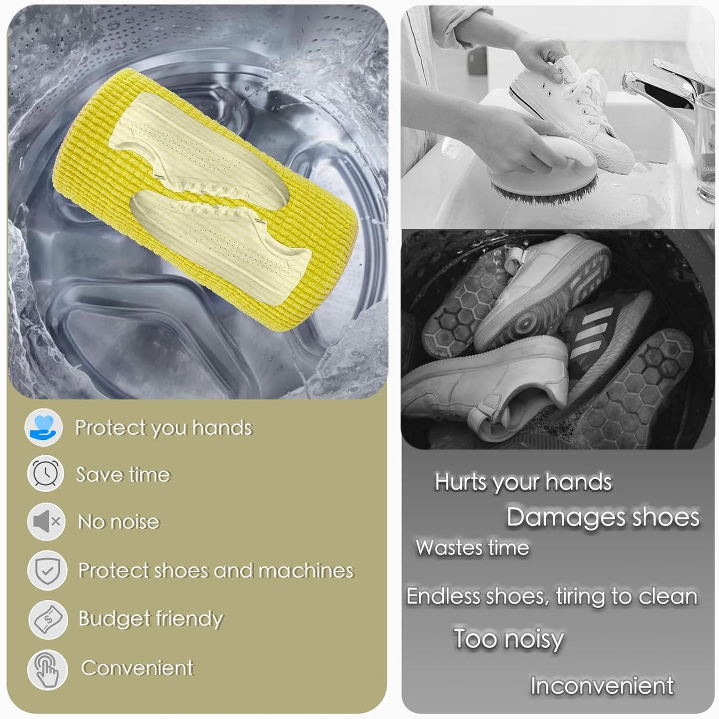 Shoe Washing Machine Bag,Laundry Shoe Bag for Washer and Dryer,Reusable Shoe Cleaning Bag for Sneakers,Tennis Shoes,With Self-locking Zipper, Microfiber Inside,Include Shoes Storage Bag