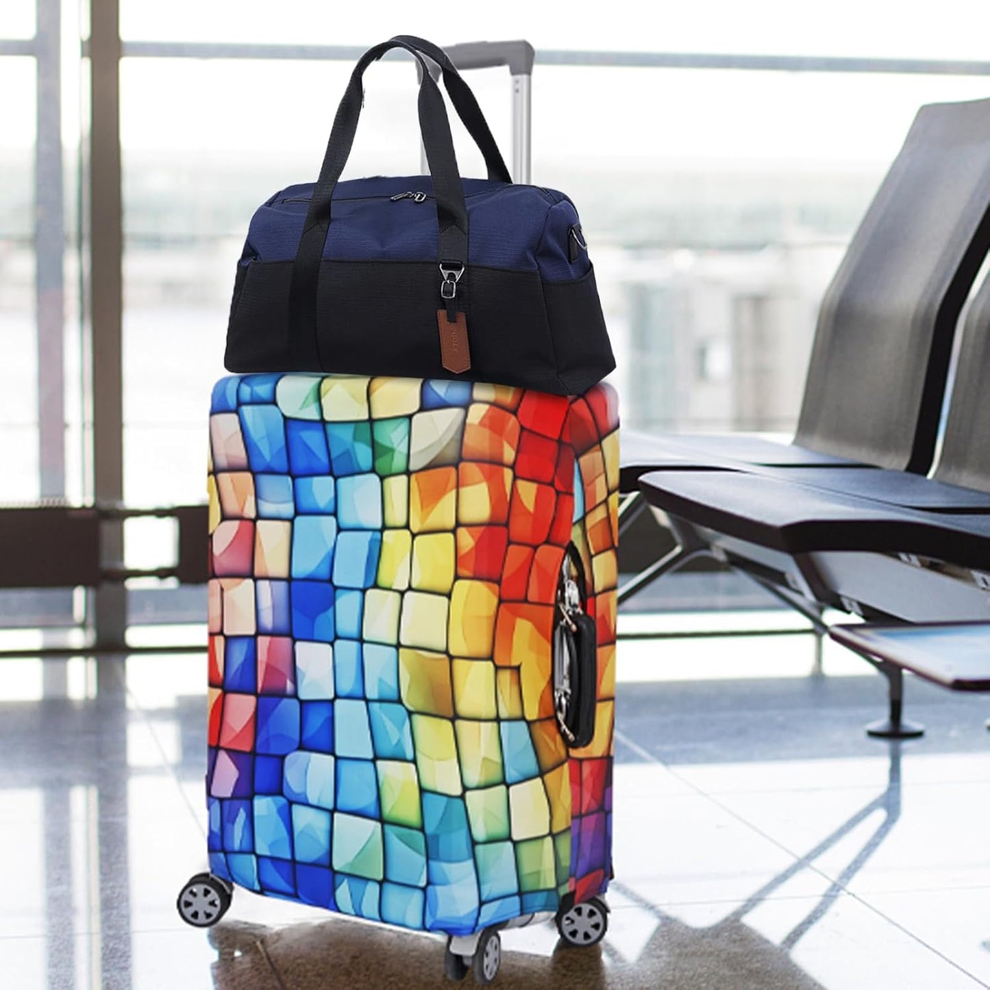 MosaiRudo Travel Luggage Covers For Suitcase Tsa Approved,Suitcase Cover Protector Fit 18-32 Inch Luggage Travel Accessories (T2504, L)