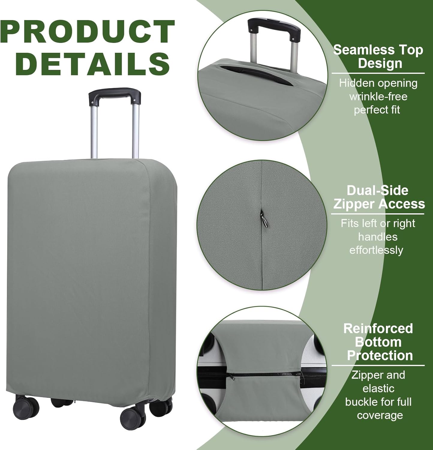 PATIKIL Luggage Cover, Suitcases Covers Elastic Carry on Cover Protector Washable Scratch-Resistant Fits 19-21 Inch Luggage for Travel Business Trips, Gray
