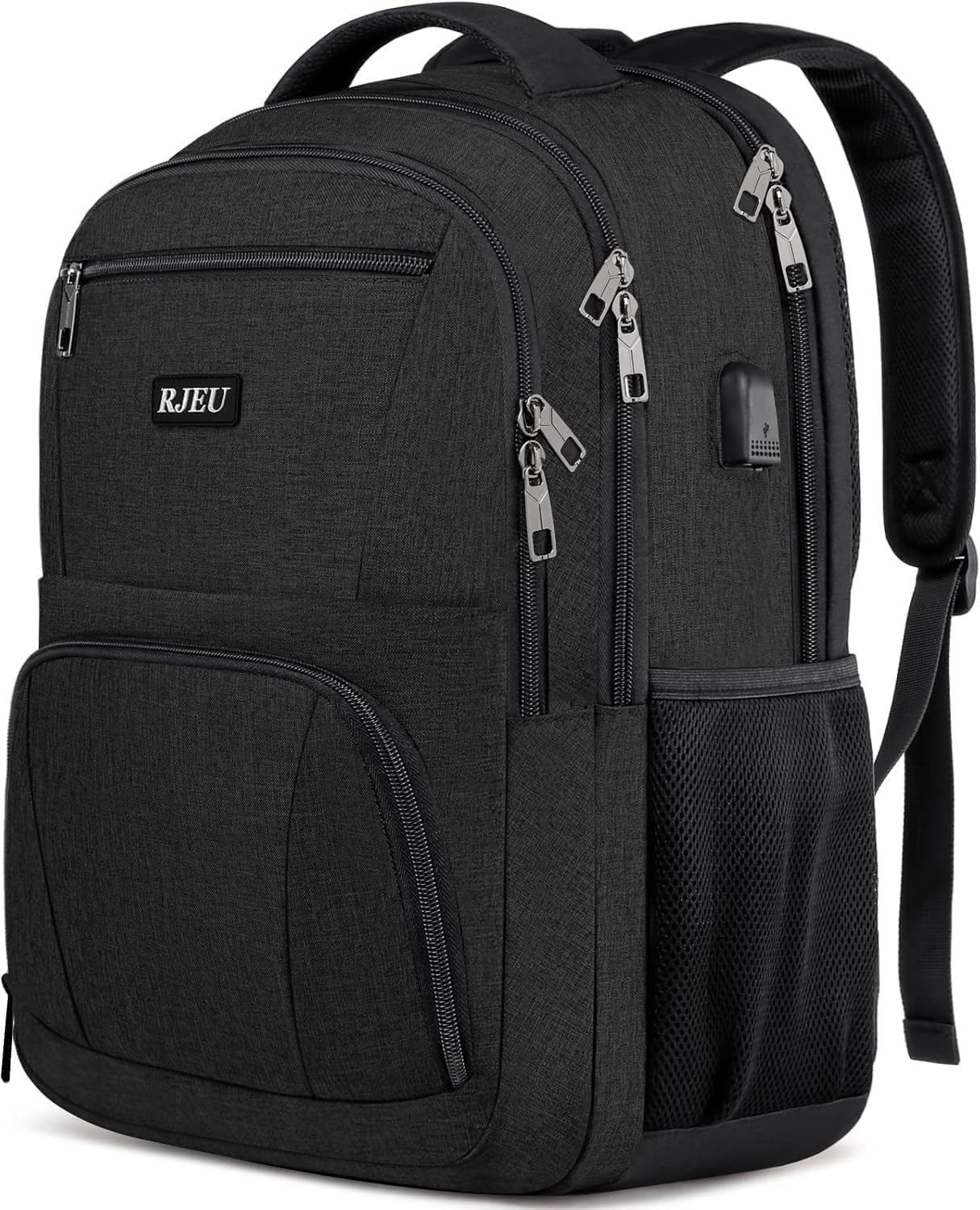 School Backpack for Teen Boys & College Students - 17.3 Inch Laptop Backpack with USB Charging Port, Anti-Theft Water Resistant Large Bookbag for Men, Travel & Work, Black