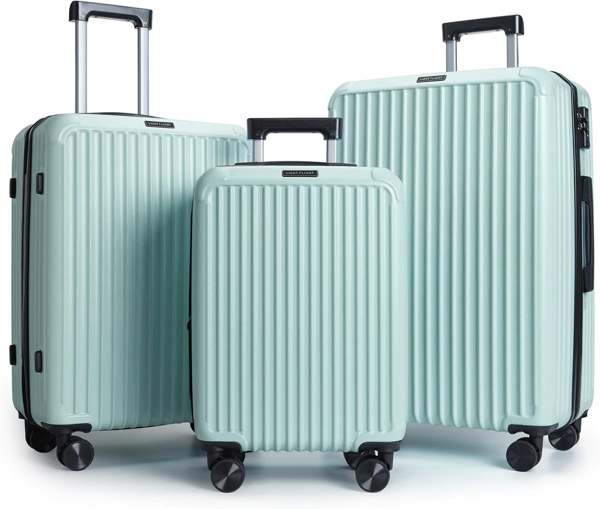 LIGHT FLIGHT Luggage Sets, Durable Hard Shell 3 Piece Set Suitcase with Spinner Wheels, Hardside Lightweight Luggage set with TSA Lock, Large Travel Luggage Set (20" 24" 28"), Horizon Cyan