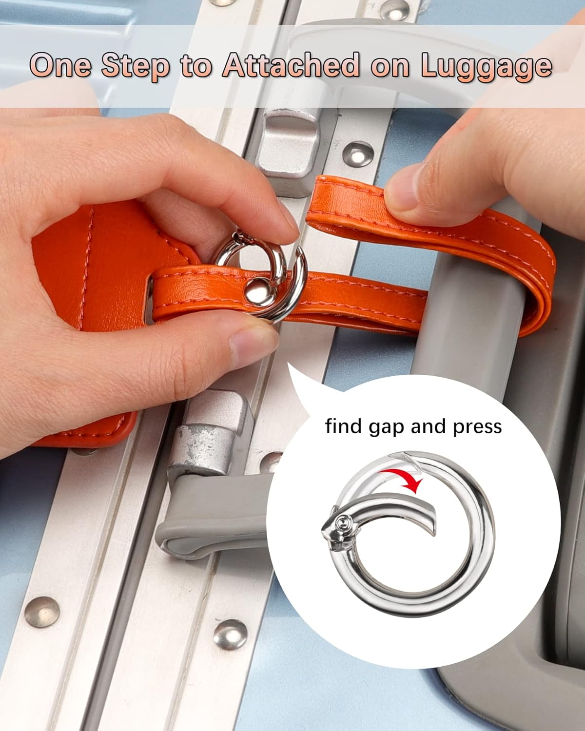 Teskyer Luggage Tags, 3 Pack Premium PU Leather Luggage Tags for Suitcases, Privacy Protection Travel Bag Tags, Orange