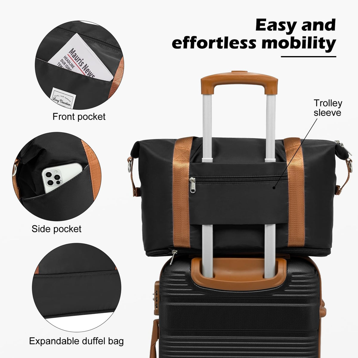 LONG VACATION 3 Piece Carry On Luggage 20 Inch Suitcase with Spinner Wheels, ABS+PC Hardshell Suitcase set with TSA Lock & YKK Zipper