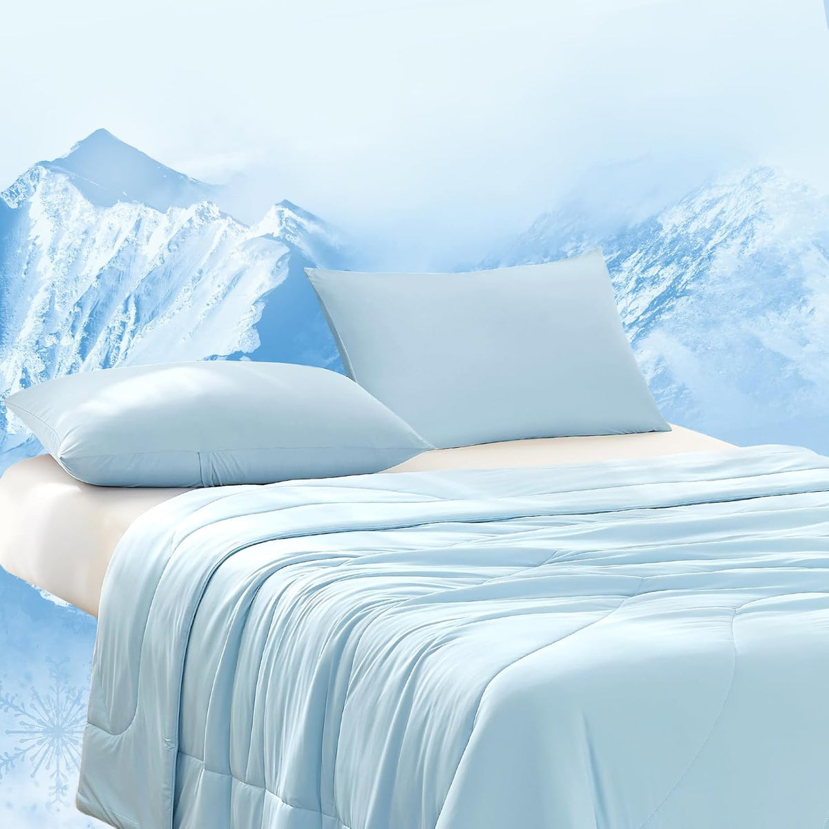 Dream Valley® Outlast® Deepsleep Cooling Comforter, Twin Size, NASA-Grade Space Technology Cooling Blanket for Hot Sleepers Night Sweats, Q-Max > 0.45 Aerocool™ Breathable, Ice Blue, 68"x90"