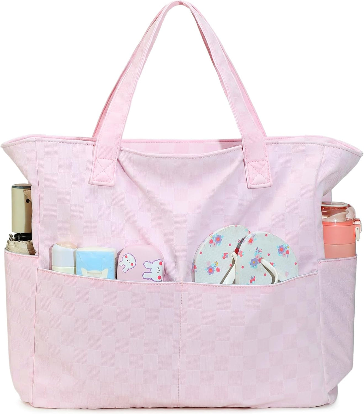 LEDAOU Beach Bag Waterproof Sandproof Women Tote Bag Pool Bag with Zipper for Gym Grocery Travel with Wet Pocket