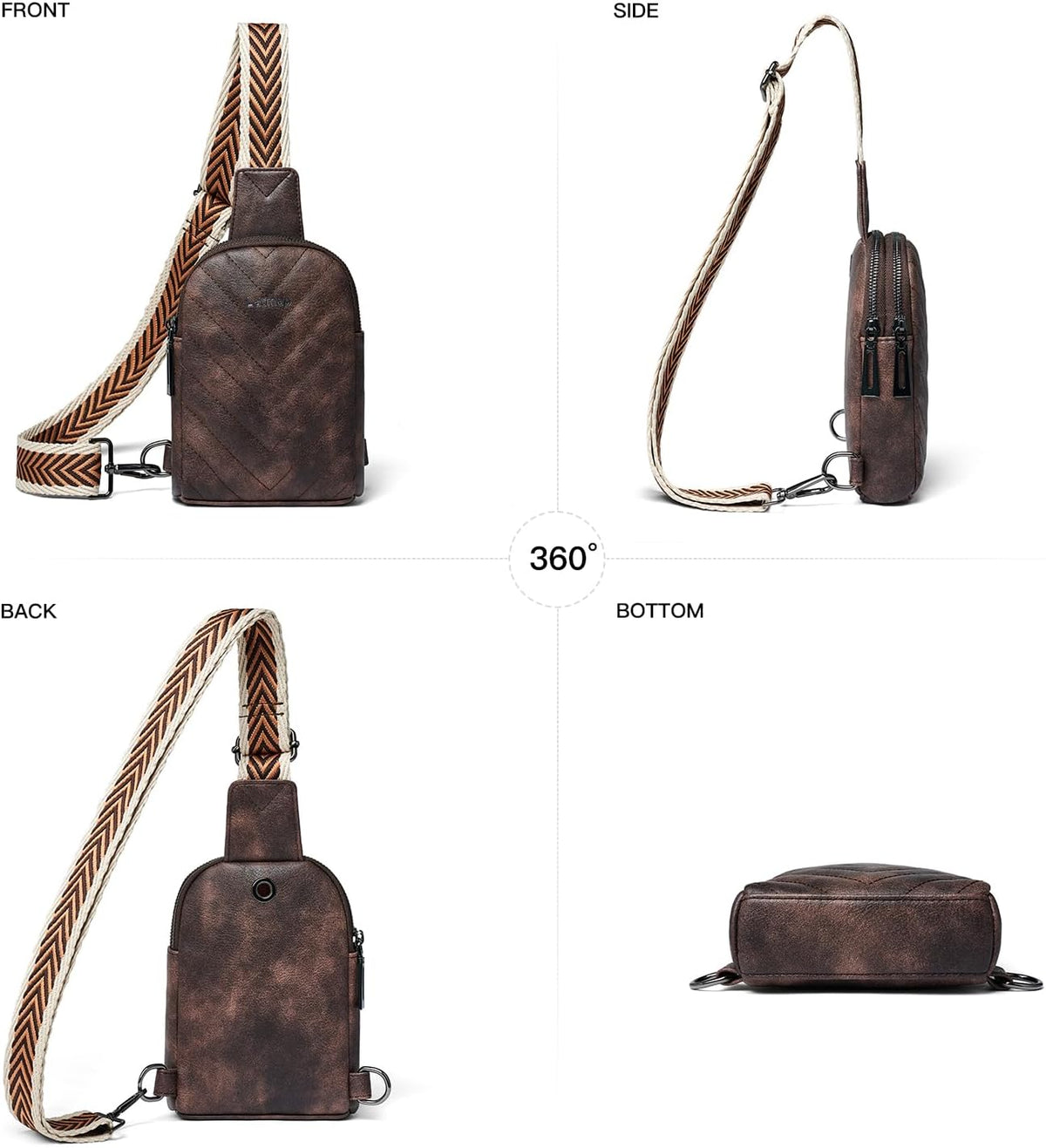 7L Sling Bag for Women Men Leather Small Sling Backpack Daypack Anti Theft Fanny Pack Crossbody Purse Travel