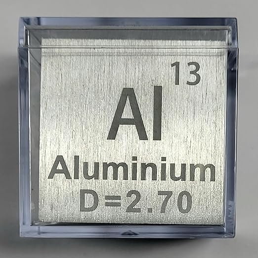 1.5" 38.1mm Aluminium Metal Cube Al up to 99.9% Pure Periodic Table Element Engraved Density Collection Science Education Display Block Cube + Acrylic Case Box - 1PC