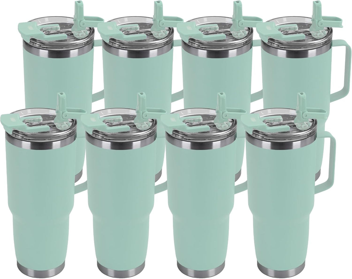 HASLE OUTFITTERS 30oz Tumbler Bulk with Handle, Insulated Travel Coffee Mug Set with Handle Leak-Proof Double Wall Stainless Steel Vacuum Tumblers Pack Metal Cup for Hot and Cold Drink