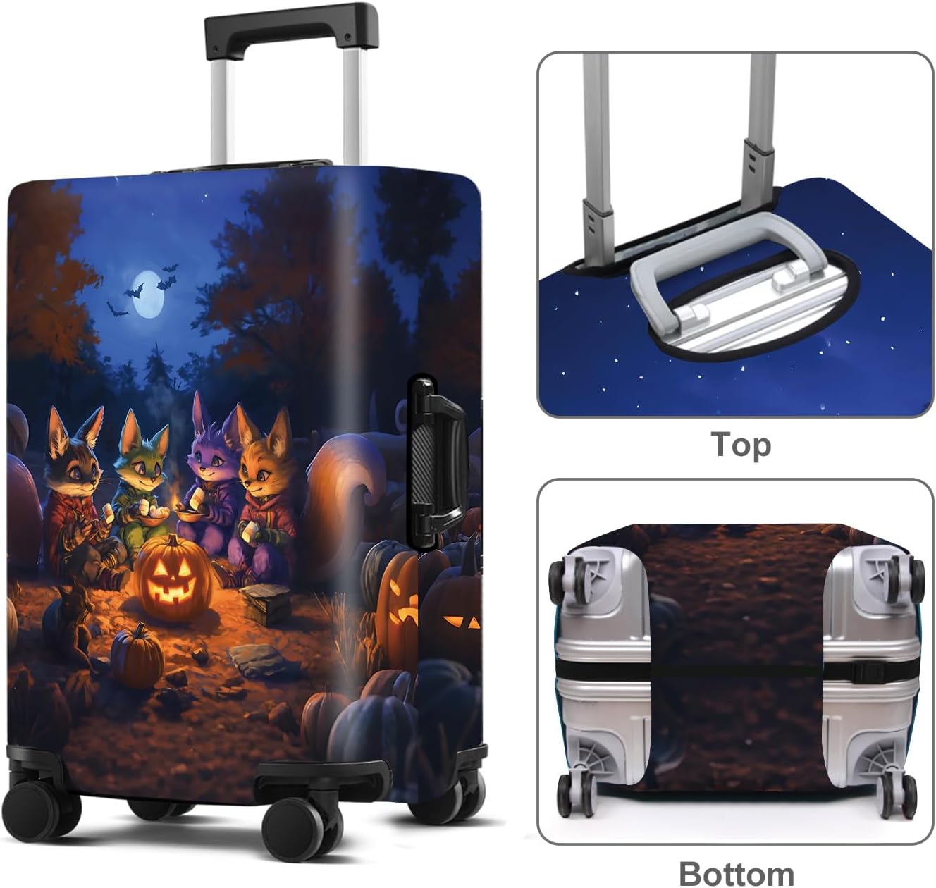 Halloween Luggage Cover Washable Suitcase Protector Anti-Scratch,Stretchable Fit for 20-34Inch Luggage Durable Travel Bag Cover with Zipper Closure (XL(32-34inch suitcase))