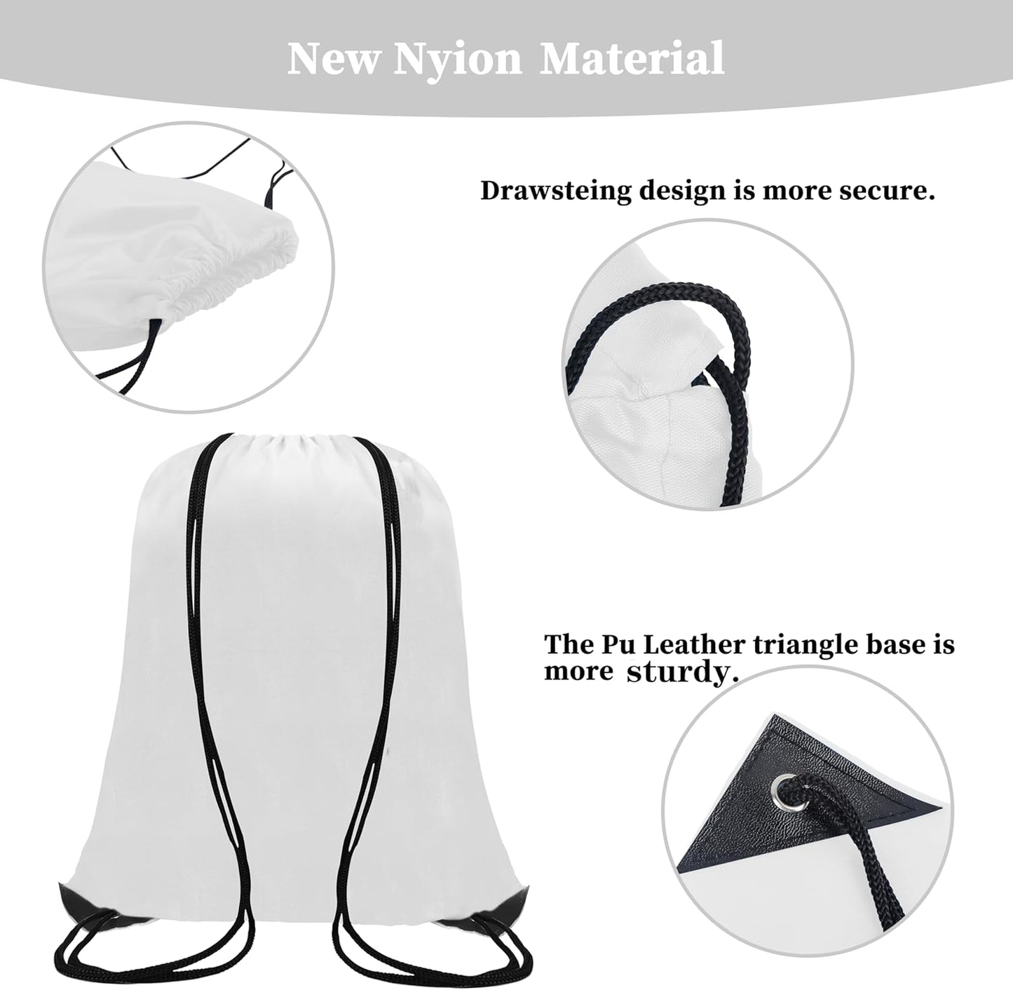60 Pieces Drawstring Backpack Bags Sports Sackpack Bulk Cinch Gym Bag For Women Men Outdoor Sports Backpack（White）