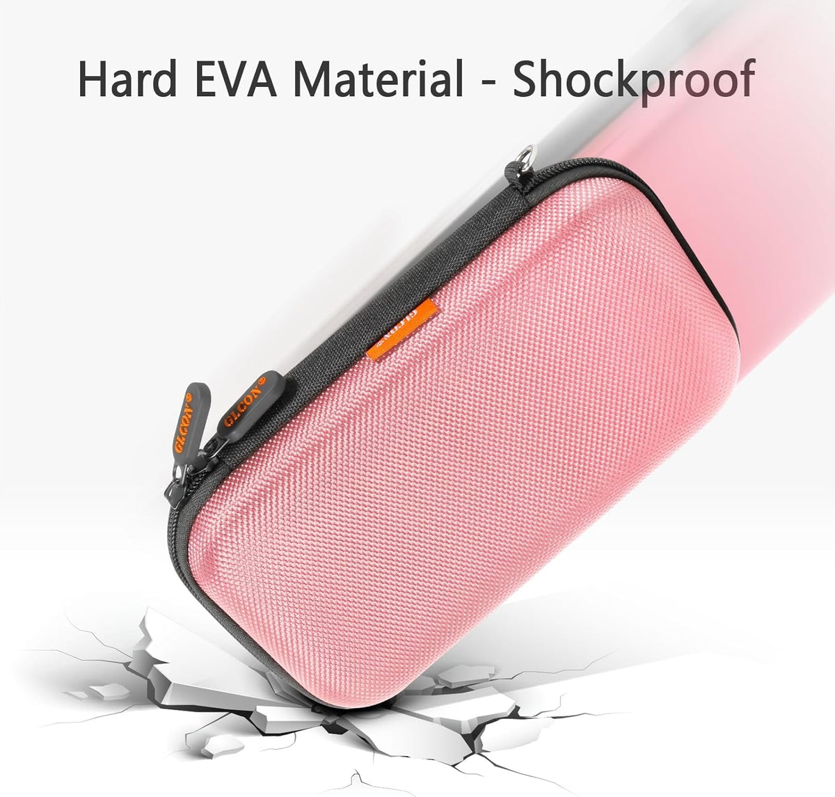 Shockproof Hard EVA Carrying Case for External Hard Drive, Samsung T9, Anker Power Bank, Cell Phone - Portable Small Electronic Accessories Organizer Zipper Kawaii Travel Pouch - Light Pink