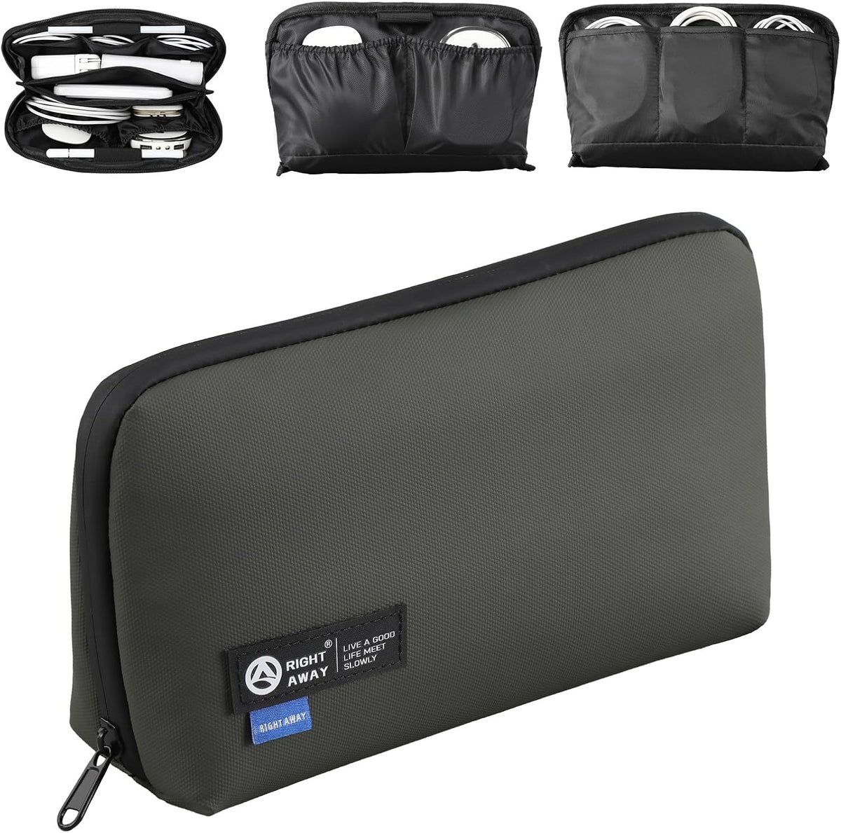 RIGHT AWAY Electronic Organizer,Waterproof Travel Accessories Storage, Tech Pouch for Cord, Power bank, Airpods, Daily Items