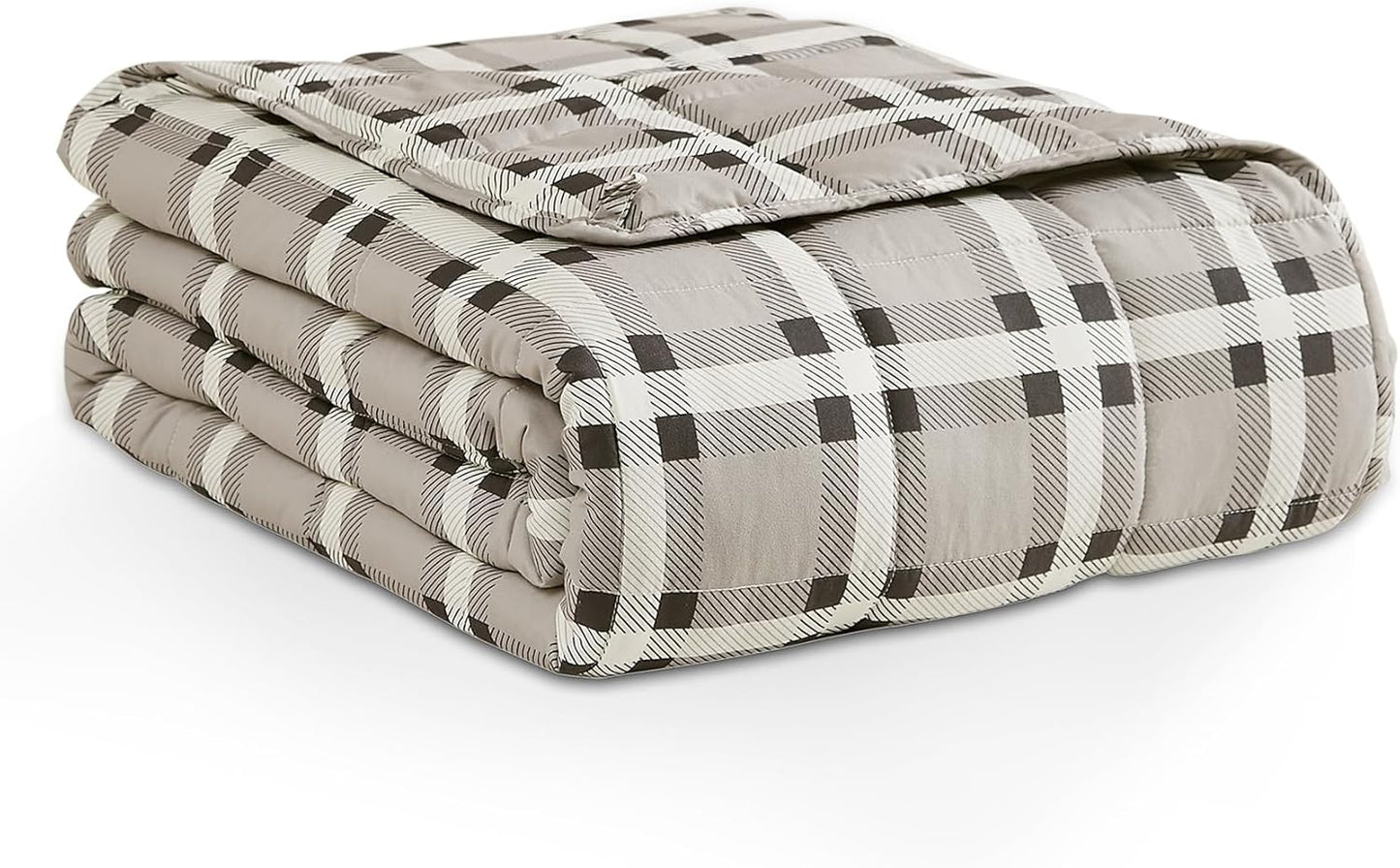 L'AGRATY Weighted Blanket - 60"x80" 15lbs Cooling Breathable Heavy Blanket Microfiber Material with Glass Beads for Adult All-Season Summer Fall Winter Soft Thick Comfort