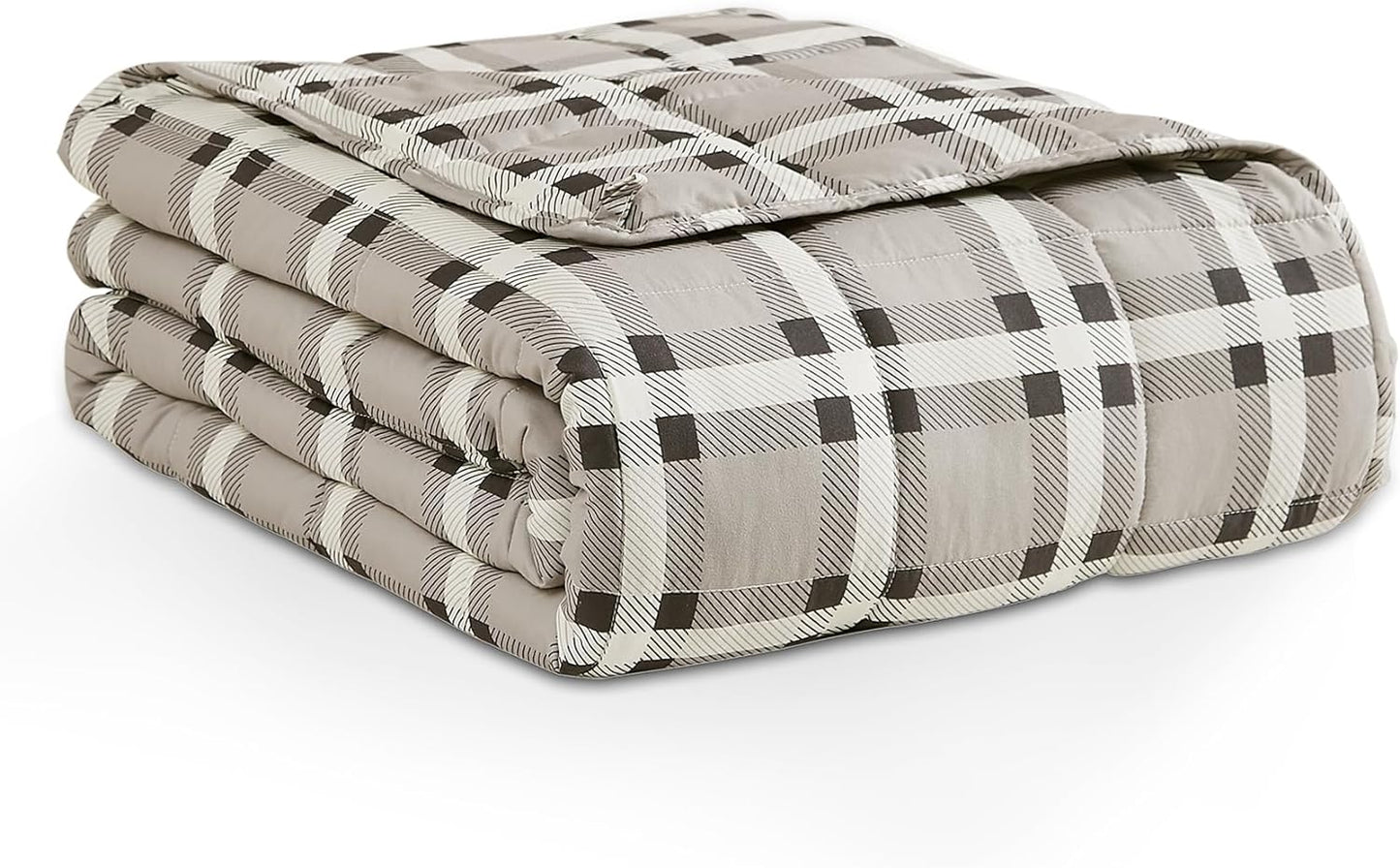 L'AGRATY Weighted Blanket - 60"x80" 17lbs Cooling Breathable Heavy Blanket Microfiber Material with Glass Beads for Adult All-Season Summer Fall Winter Soft Thick Comfort