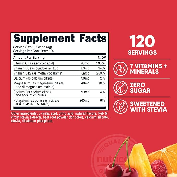 Nutricost Electrolyte Complex Powder (120 Servings, Fruit Punch) - Hydration Supplement Drink Mix with Vitamins and Minerals