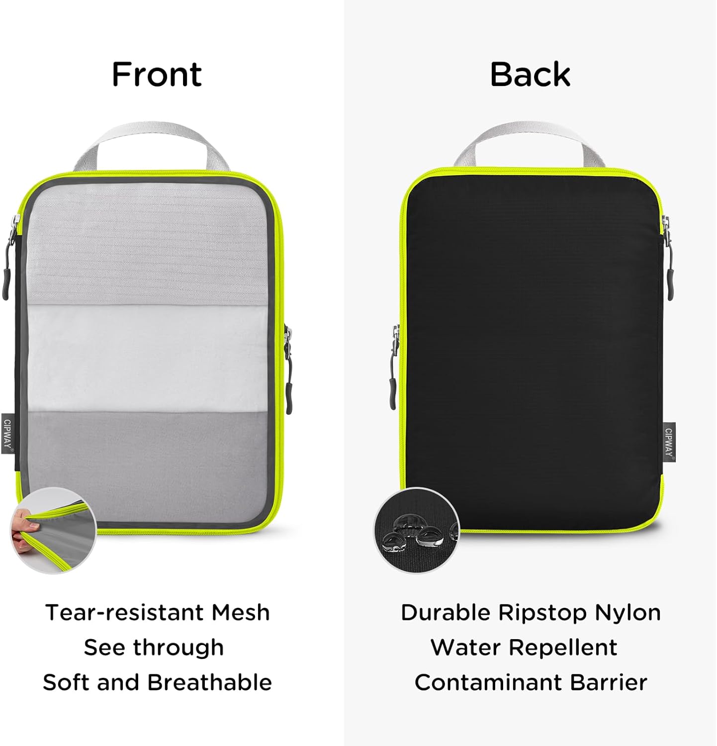 Cipway Compression Packing Cubes Mesh, Lightweight Luggage Organizer Bags with Laundry Bag, Toiletries Bag and Shoe Bag, Travel Essentials for Carry on Suitcase（8 Pcs,Black）