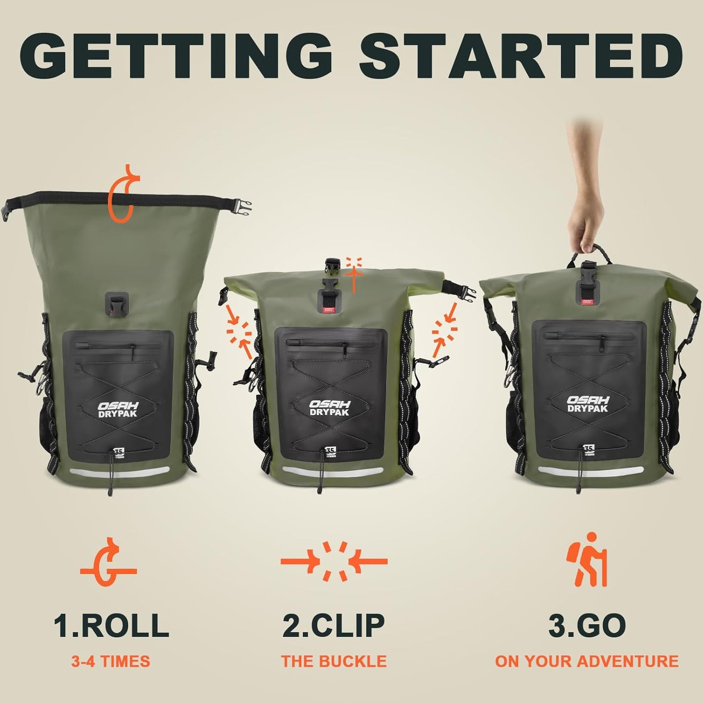 Waterproof Backpack Dry Bag 35L/55L/85L – Heavy Duty Roll-Top Hiking Backpack for Travel, Kayaking, Boating, Camping, Rafting and Fishing