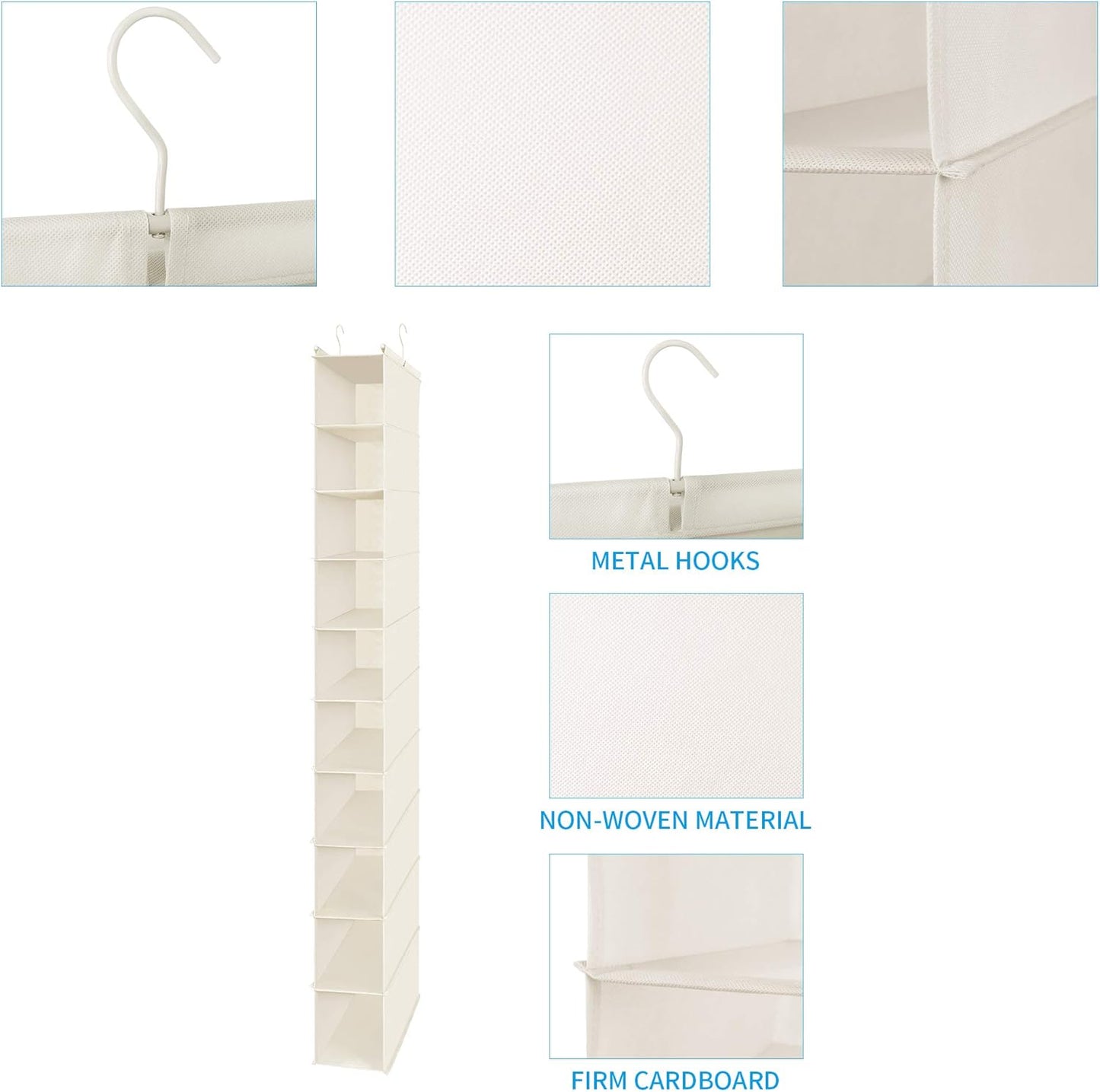 MAX Houser 10-Shelf Hanging Shoe Shelf Organizer, Hanging Shoe Storage for Closet,Pack of 2(Beige)