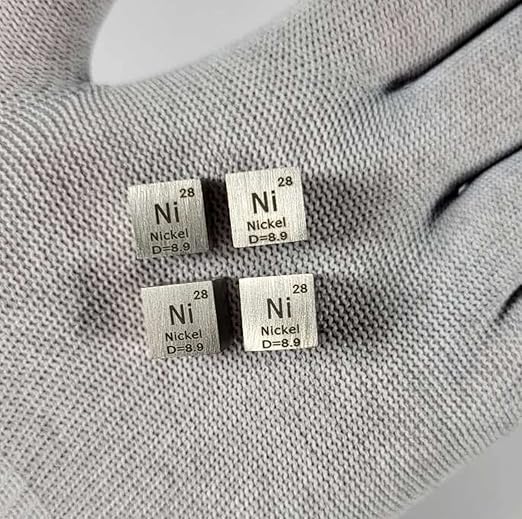 0.39" 10mm Nickel Metal Cube Ni up to 99.9% Pure Periodic Table Element Engraved Density Collection Science Education Display Block Cube + Acrylic Case Box - 1PC