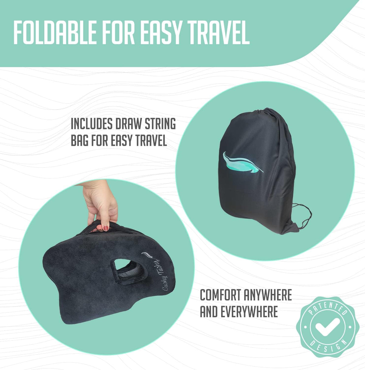 Premium Foldable Piriformis Cushion - Piriformis Pain and Sciatic Pain Relief Cushion - for Home & Office Use, Perfect for Travel or Driving - Piriformis Cushion