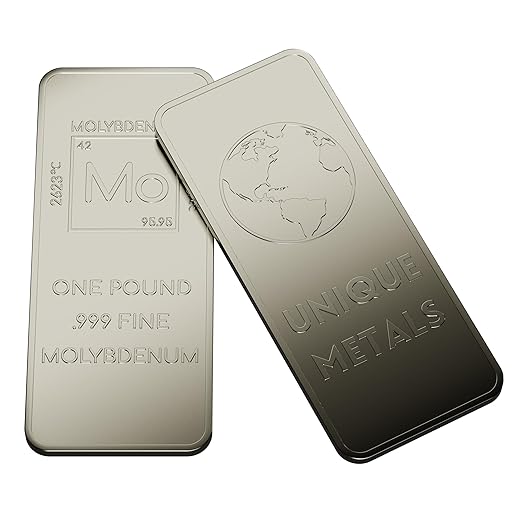 1 Pound Molybdenum Bar Paperweight Bullion with Element Design .999 Pure Molybdenum | Made in USA by Unique Metals
