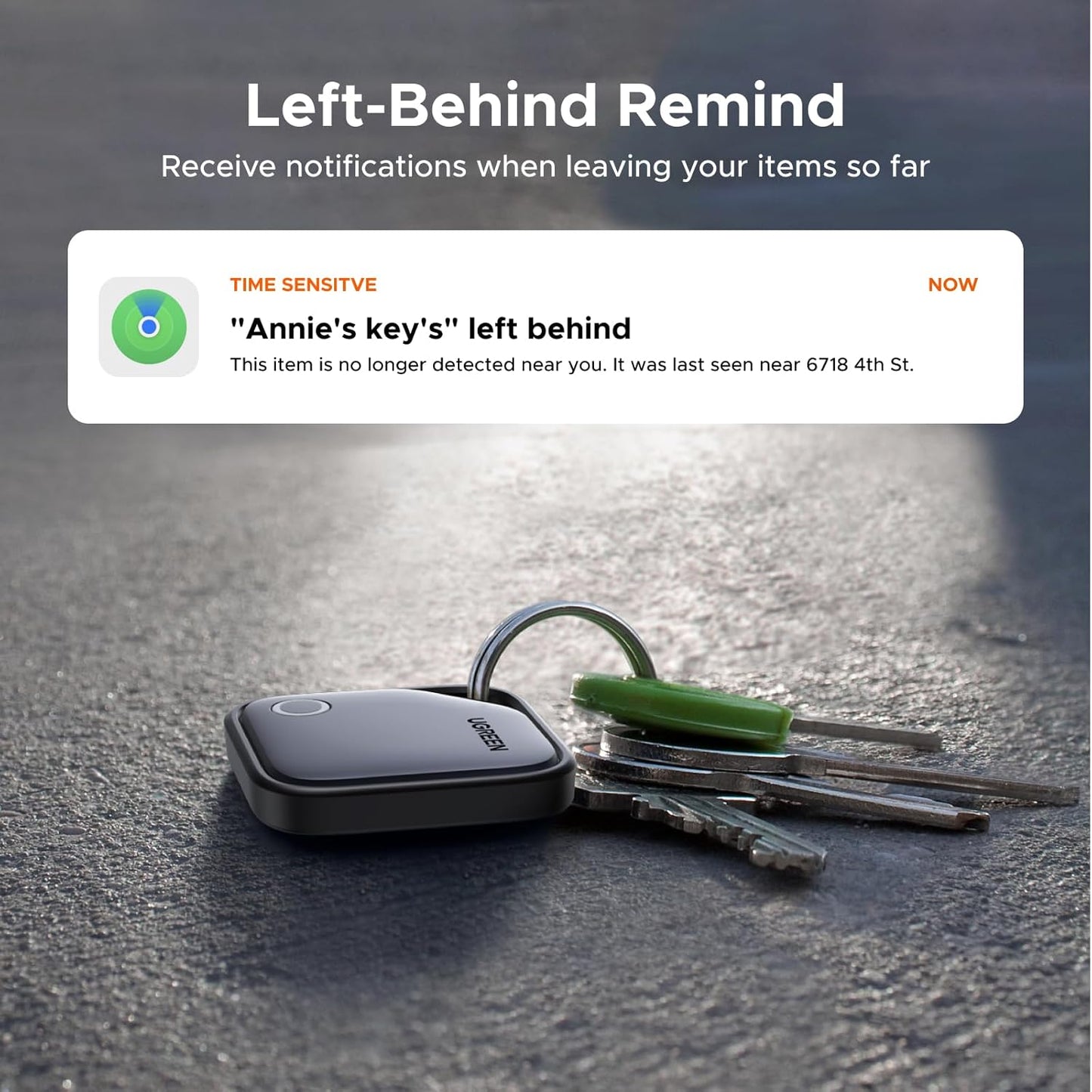 UGREEN 2Pack FineTrack Smart Finder Compatible with Apple Find My (iOS Only) 2-Year Replaceable Battery Bluetooth Tracker Tags, Item Finder Smart Tag for Key Luggage Passport
