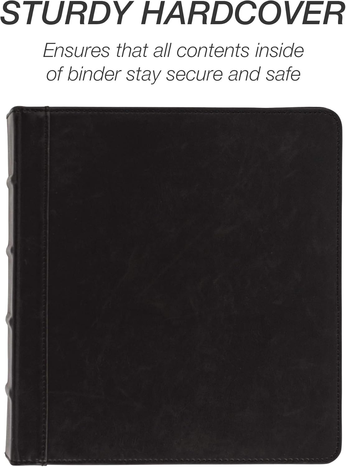 Samsill Vintage Leather Mini 3 Ring Binder 2 Inch Round Ring (Holds 425 Sheets), 5.5 x 8.5 Inch Documents, Professional Organizer, Planner, Notebook, Black