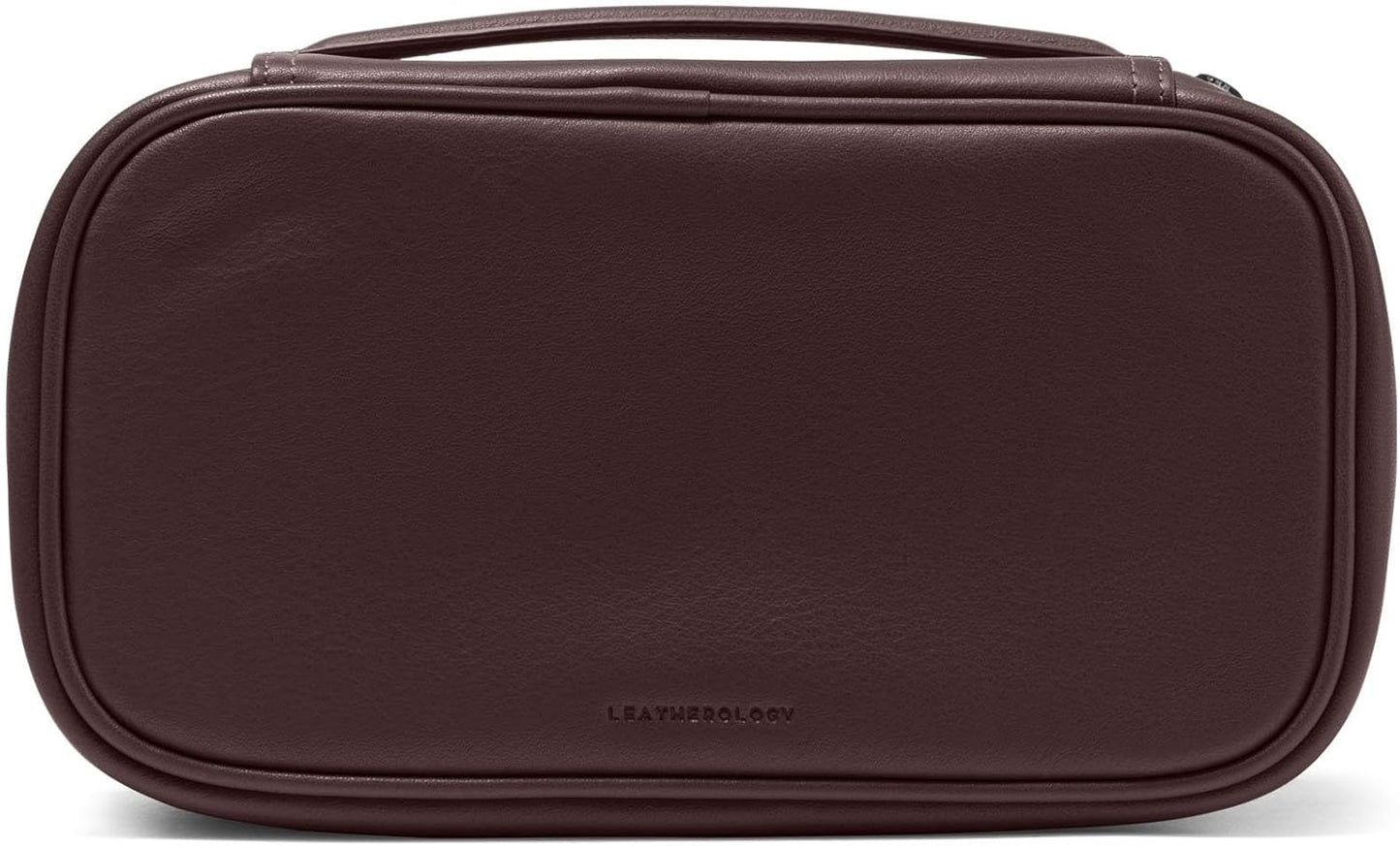 Leatherology Brown Medium Travel Organizer - Zipped mesh storage pocket, elastic loops for organization, metal zipper with leather pull