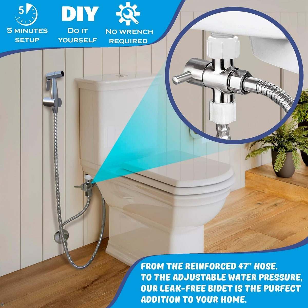 Premium Bidet Sprayer - Handheld Bide Jet Spray for Toilet | Adjustable Water Pressure | Leak-Proof Stainless Steel Toilet Bedit Sprayer | Muslim Shower | Cloth Diaper Washer | Bathroom Bidet