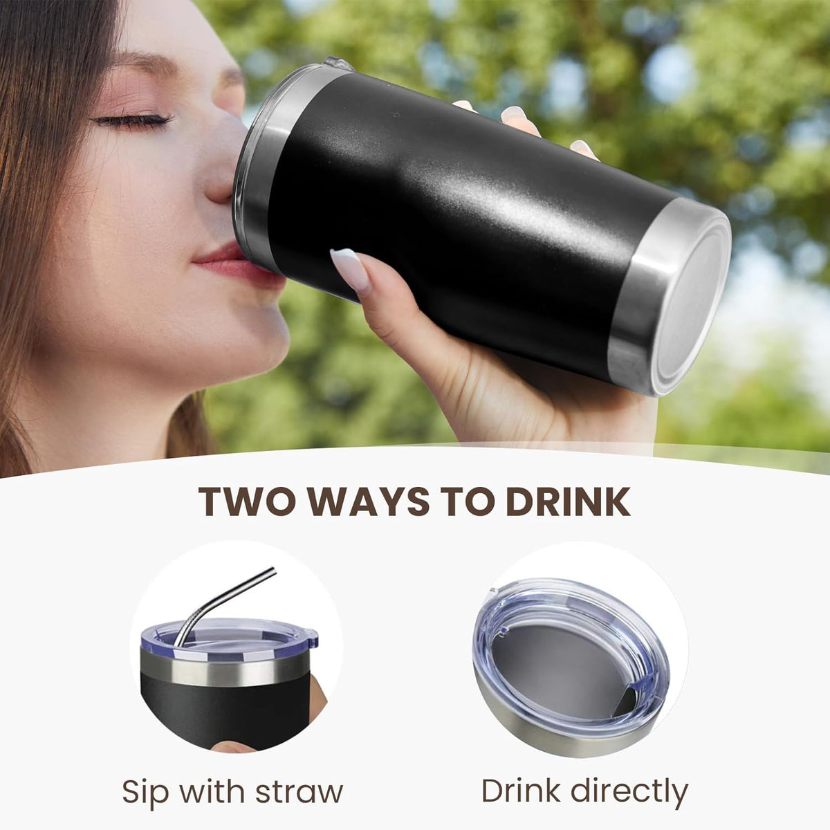 MEWAY 20oz Tumbler 2 Pack Double Wall Vacuum Insulated Travel Mug Bulk, Stainless Steel Tumblers with Lid and Straw, Durable Powder Coated Coffee Cups for Cold & Hot Drinks (Rose Gold, 2)