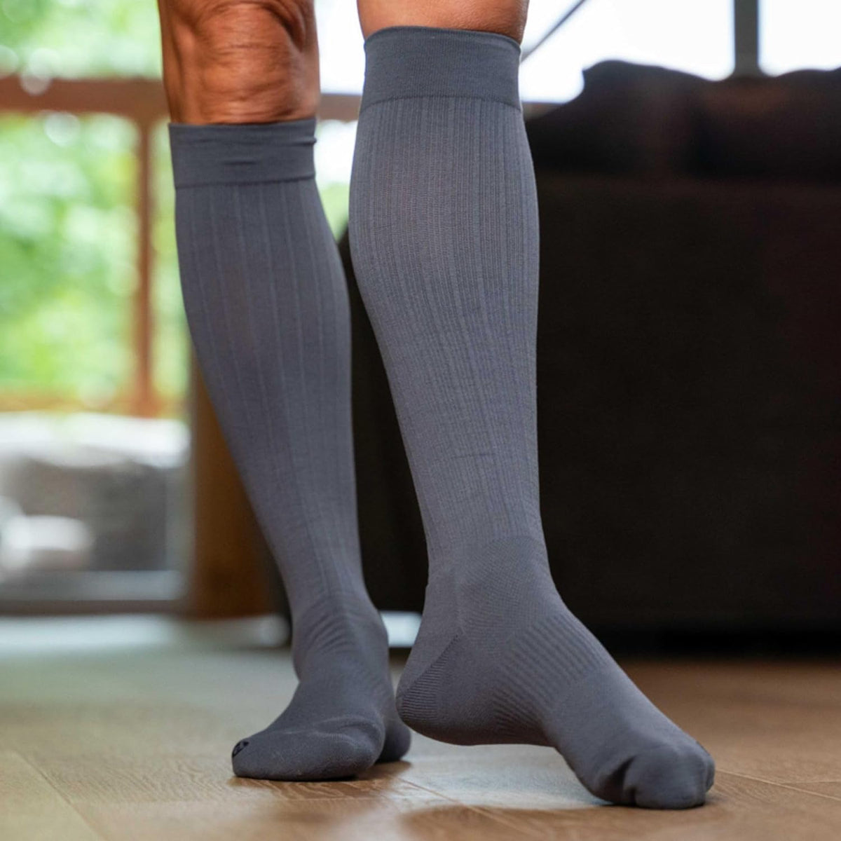 Medical Grade Compression Socks for Men & Women 15-20 mmHg by OrthoSleeve (Grey w/Stripes, Small)
