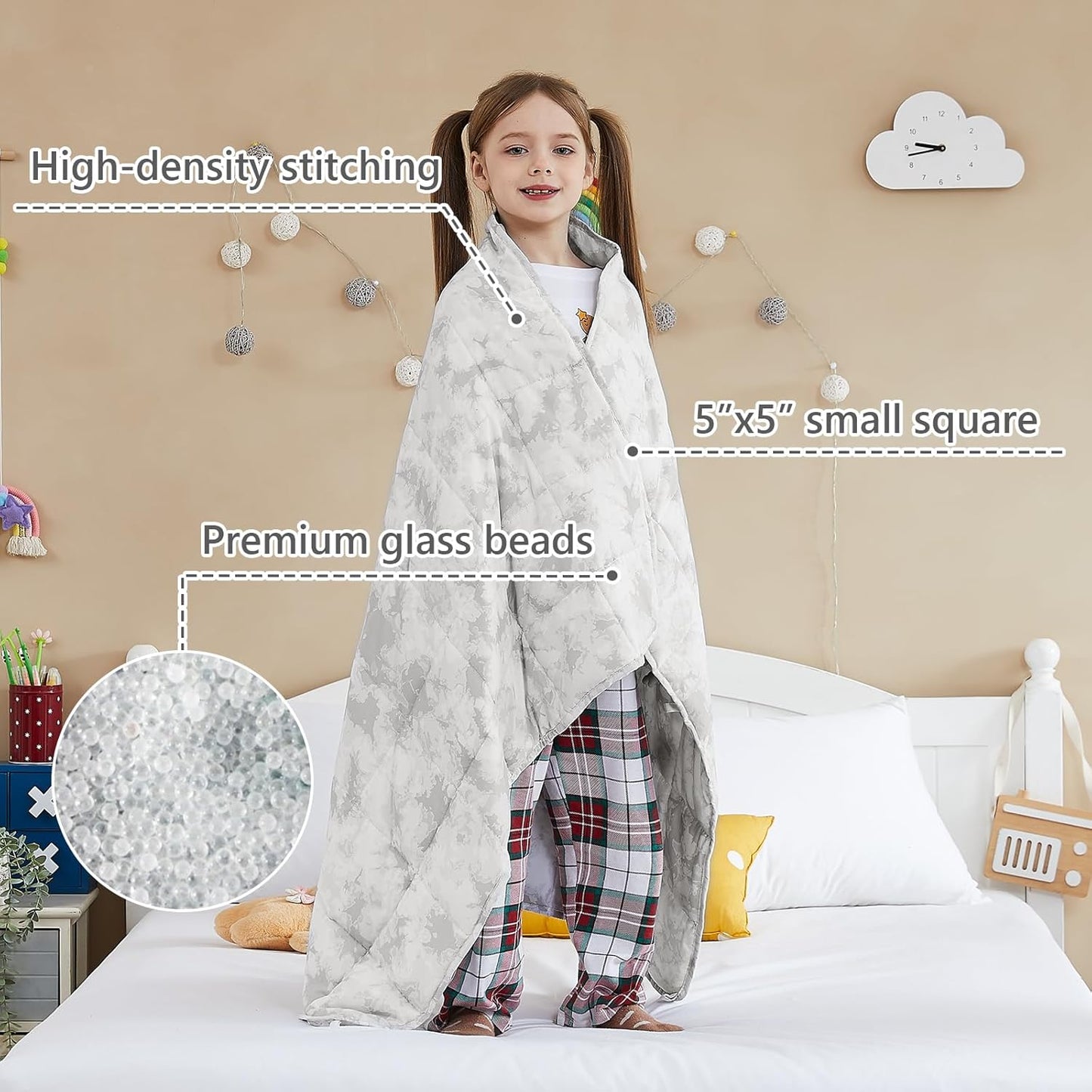 L'AGRATY Weighted Blanket - 36"x48" 5lbs Weighted Blanket Microfiber Material with Glass Beads Small Blanket for All-Season Summer Fall Winter Soft Thick Blanket