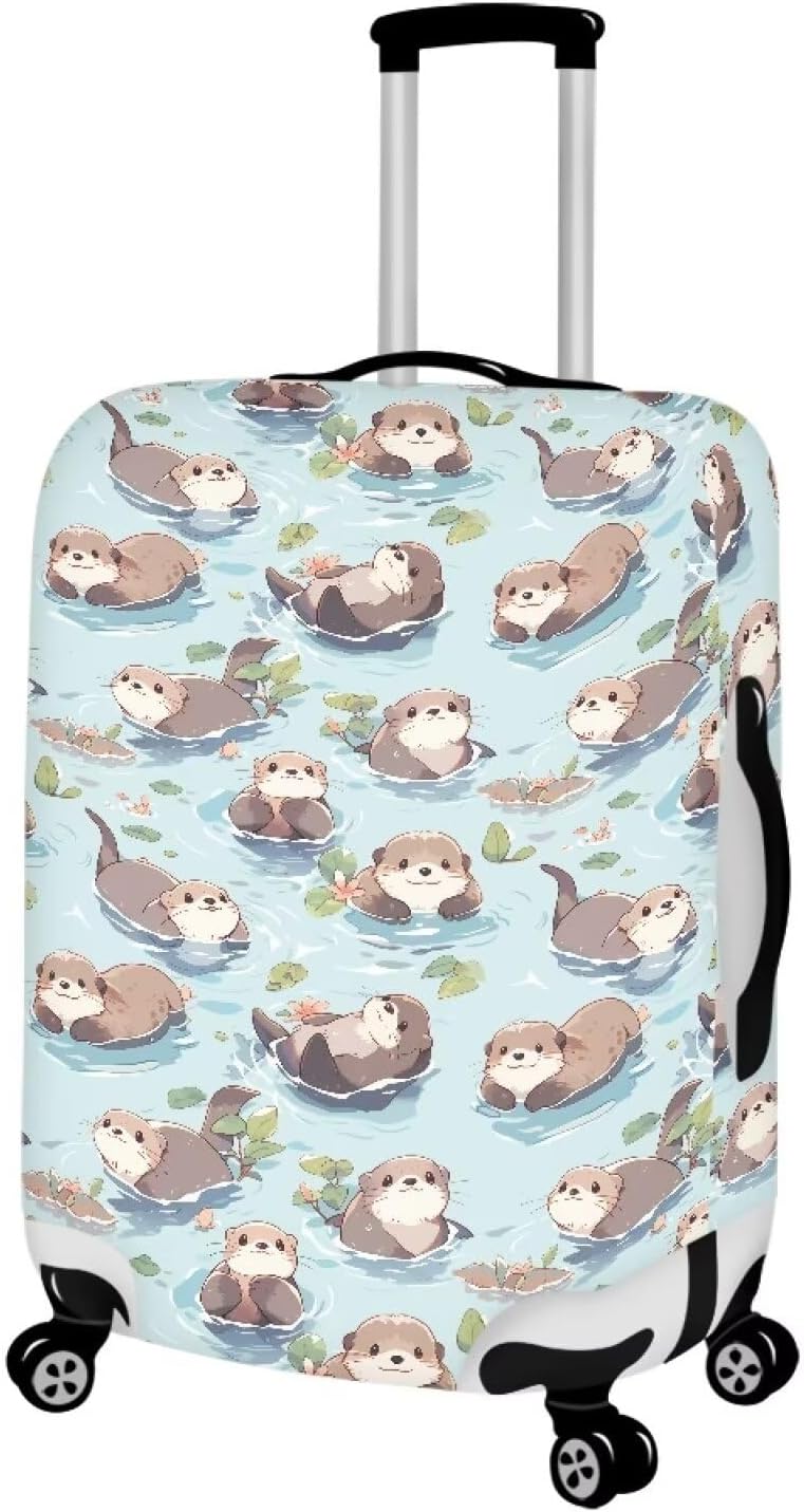 Otter Print Suitcase Cover Fit 26-29 Inch Travel Luggage Covers with Zipper Non Slip Luggage Cover for Suitcase Zip Closure Elastic Suitcase Cover Protector Cute Baggage Cover