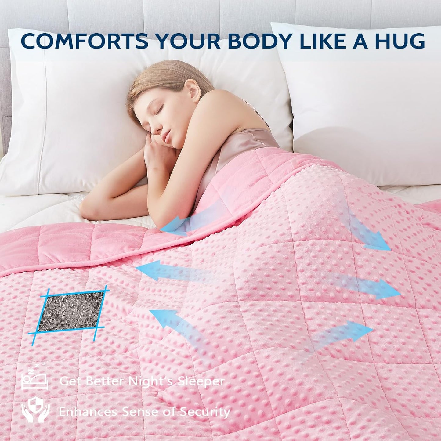 L'AGRATY Weighted Blanket for Adult - 48"x72" 15lbs Minky Dots Heavy Blanket with Glass Beads: Soft Breathable for All-Season Summer Fall Winter Thick Comfort for Sleeping