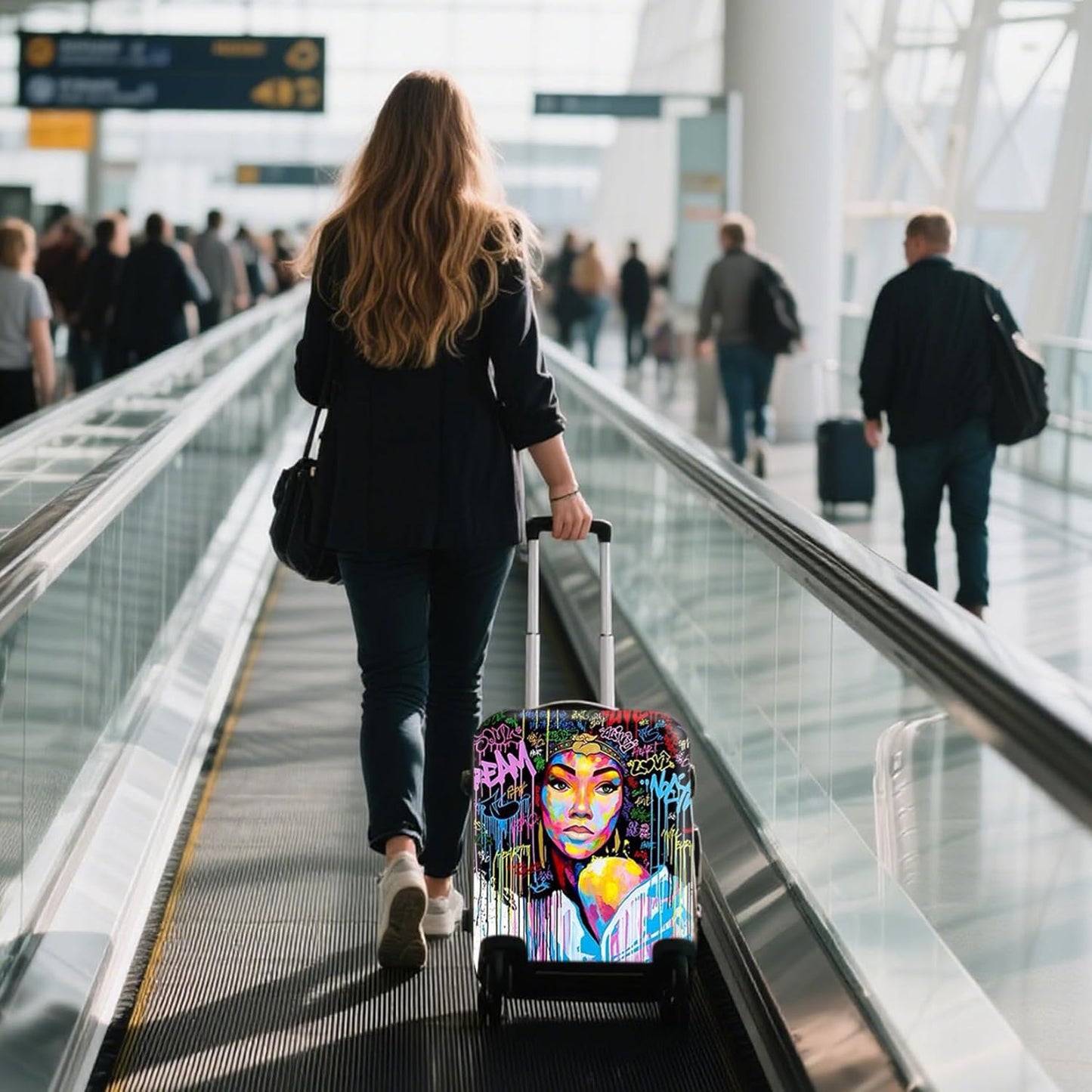WUJIAONIAO Travel Luggage Cover Baggage Suitcase Cover Protector Skins 18-32 Inch (Graffiti A8, M (for 22-24 inch luggage))