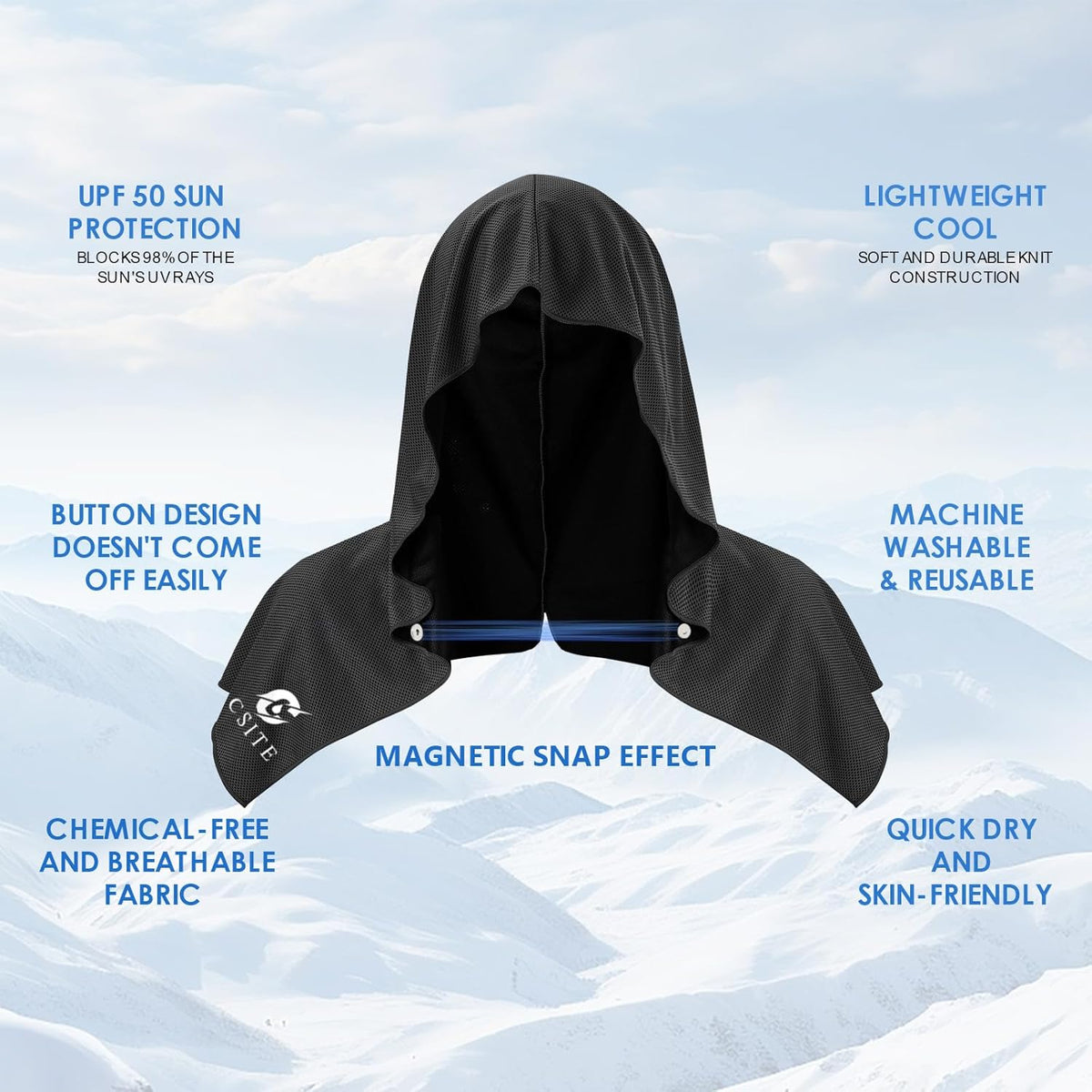3 Pack Cooling Hoodie Towels for Neck and Face, UPF 50 Sun Protection & Instant Cooling, Ice Towels for Hot Weather, Soft Breathable Towel for Sport, Work Out, Gym, Camping & More Activities