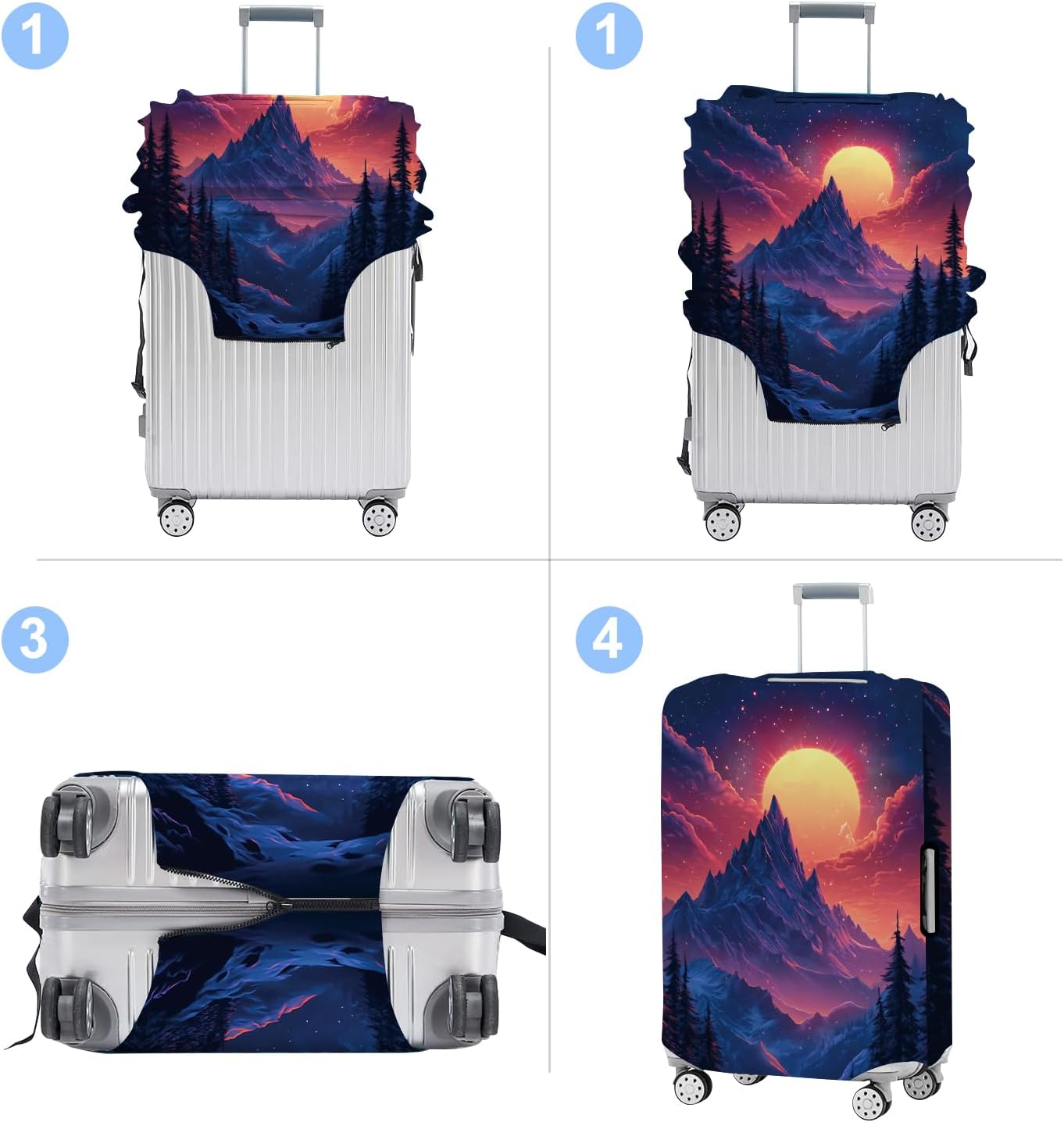 Luggage Cover Washable Suitcase Protector Anti-scratch Suitcase cover Fits 20-34 Inch Luggage (Snow mountain, L(28-30inch suitcase))
