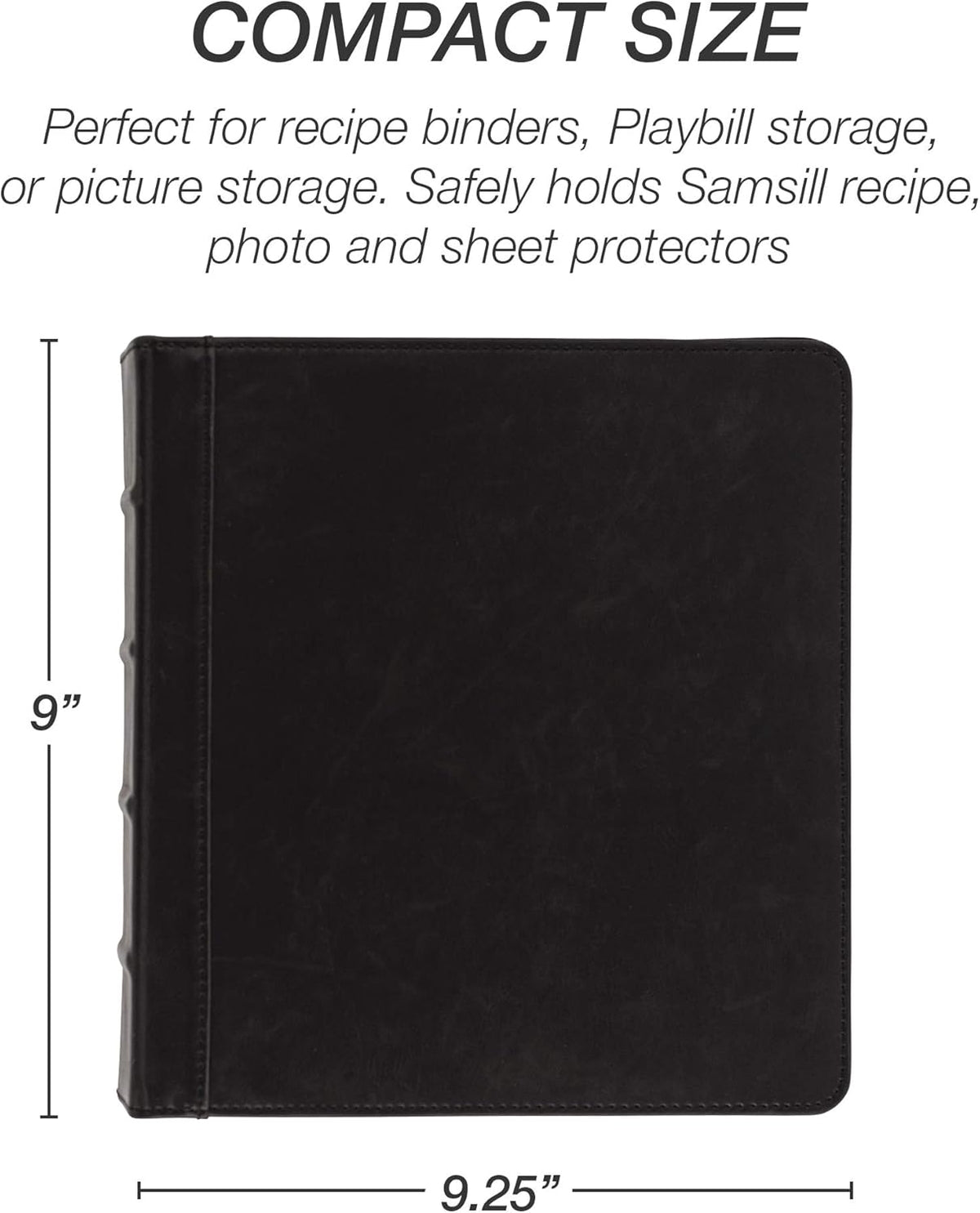 Samsill Vintage Leather Mini 3 Ring Binder 2 Inch Round Ring (Holds 425 Sheets), 5.5 x 8.5 Inch Documents, Professional Organizer, Planner, Notebook, Black