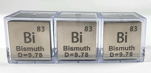 1.5" 38.1mm Bismuth Metal Cube Bi up to 99.9% Pure Periodic Table Element Engraved Density Collection Science Education Display Block Cube + Acrylic Case Box - 1PC
