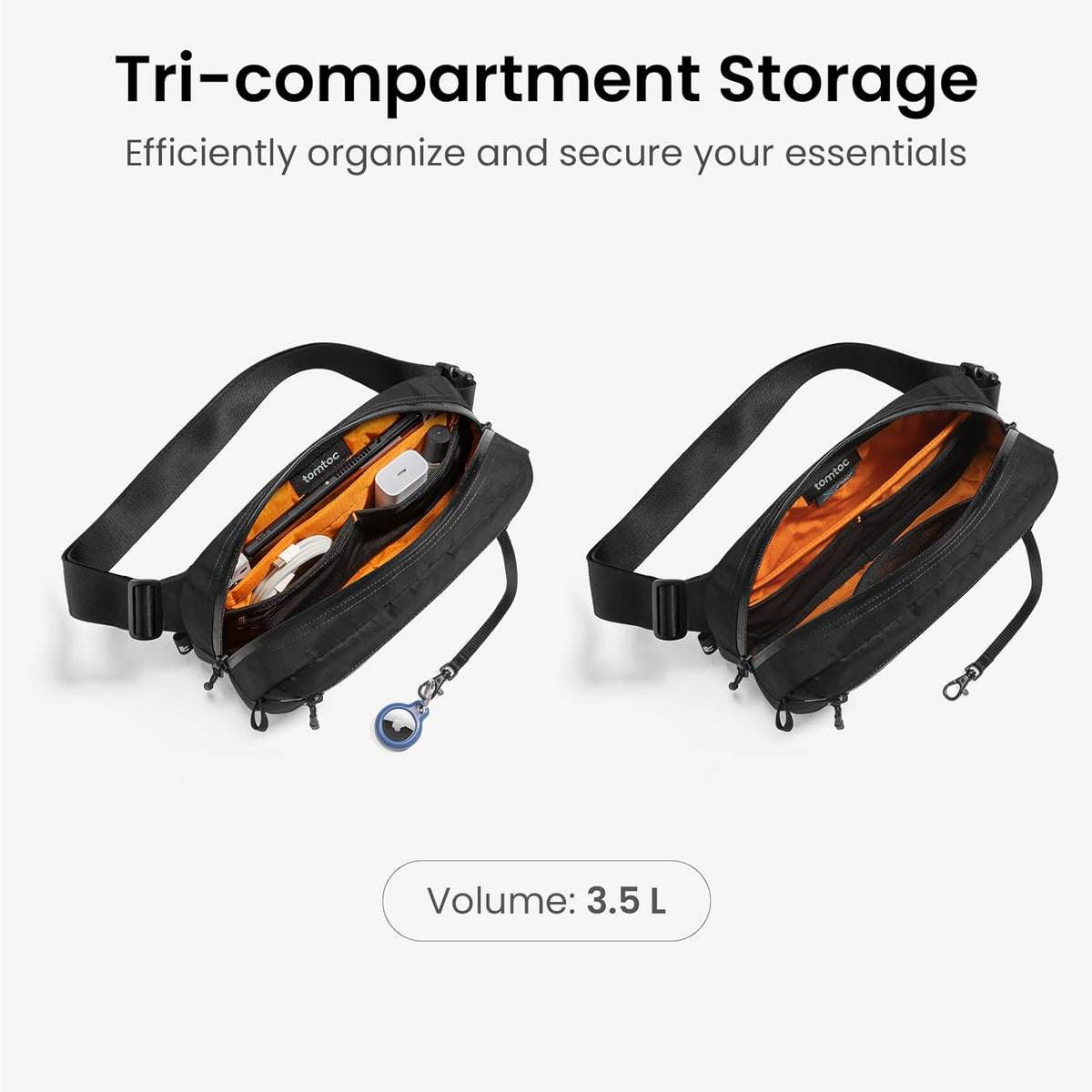 tomtoc 3.5L X-Pac Sling Bag with RFID Blocking, Crossbody Bag Minimalist Chest Shoulder Pack for Men/Women, Water-resistant Lightweight Casual Funny Pack for Travel/Daily Commute