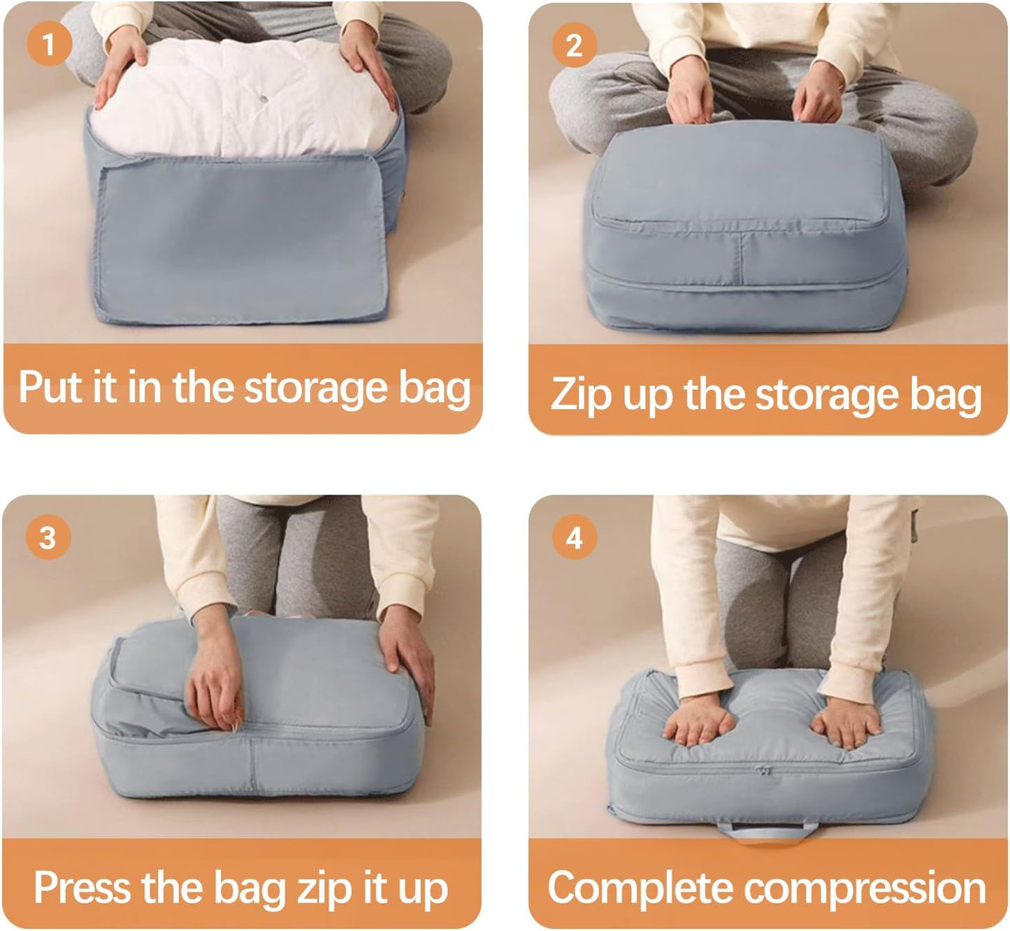 XL Ultra Space Saving Bags self compression organizer bags space saver bag for comforters Storage bag organizer for blankets bedding clothes (Blue-1PCS)