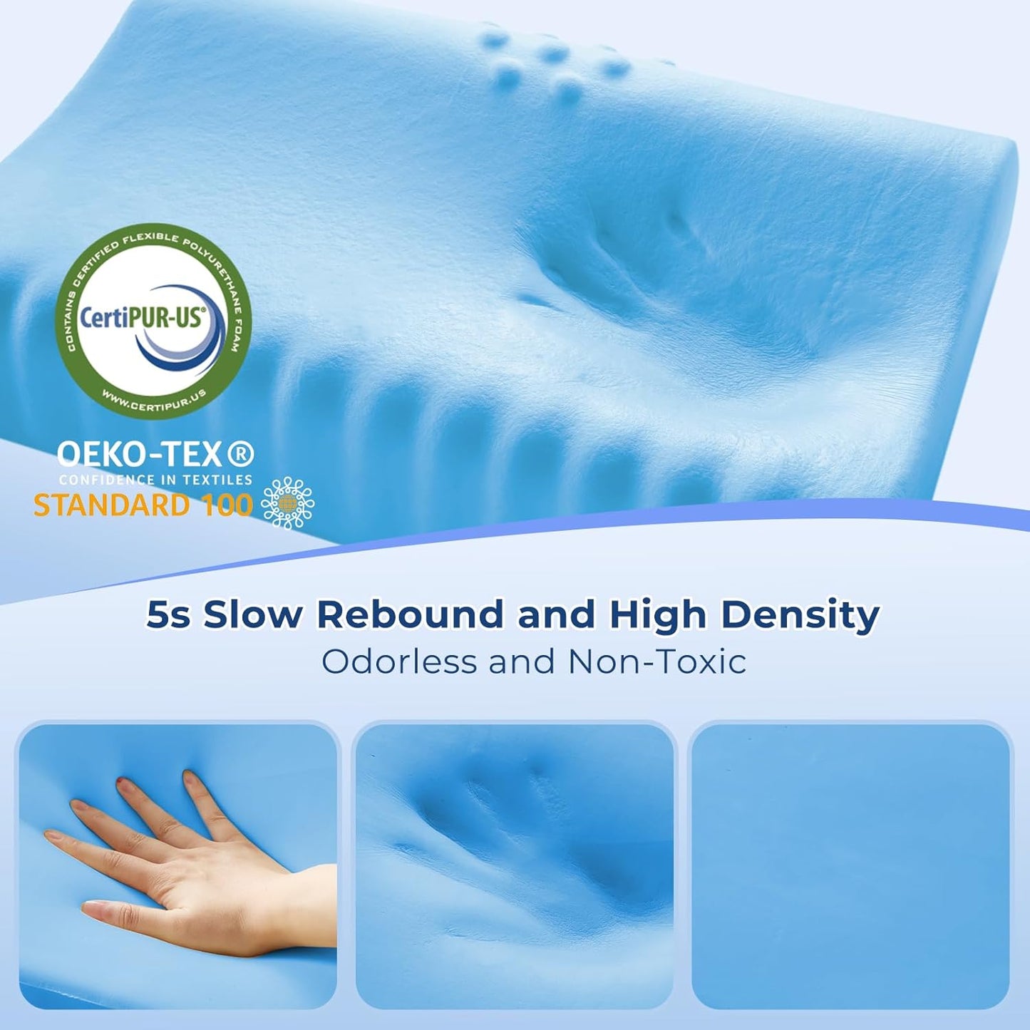 Memory Foam Pillows 2 Pack Neck Pillow - Neck Support Pillow for Pain Relief, Ergonomic Cervical Pillow for Sleeping, Orthopedic Contour Bed Pillow for Side, Back, Stomach Sleepers,Grey