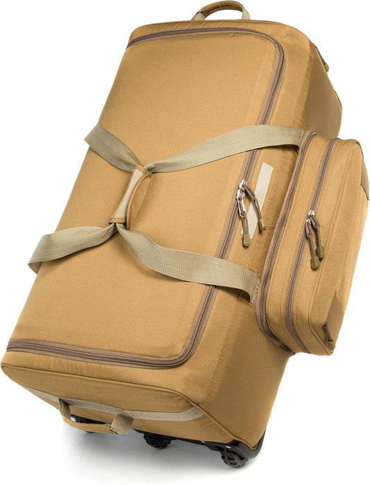 Mountain Land 120L Tactical Duffle Bag Rolling Duffle Bag with Wheels And Handle(Khaki)